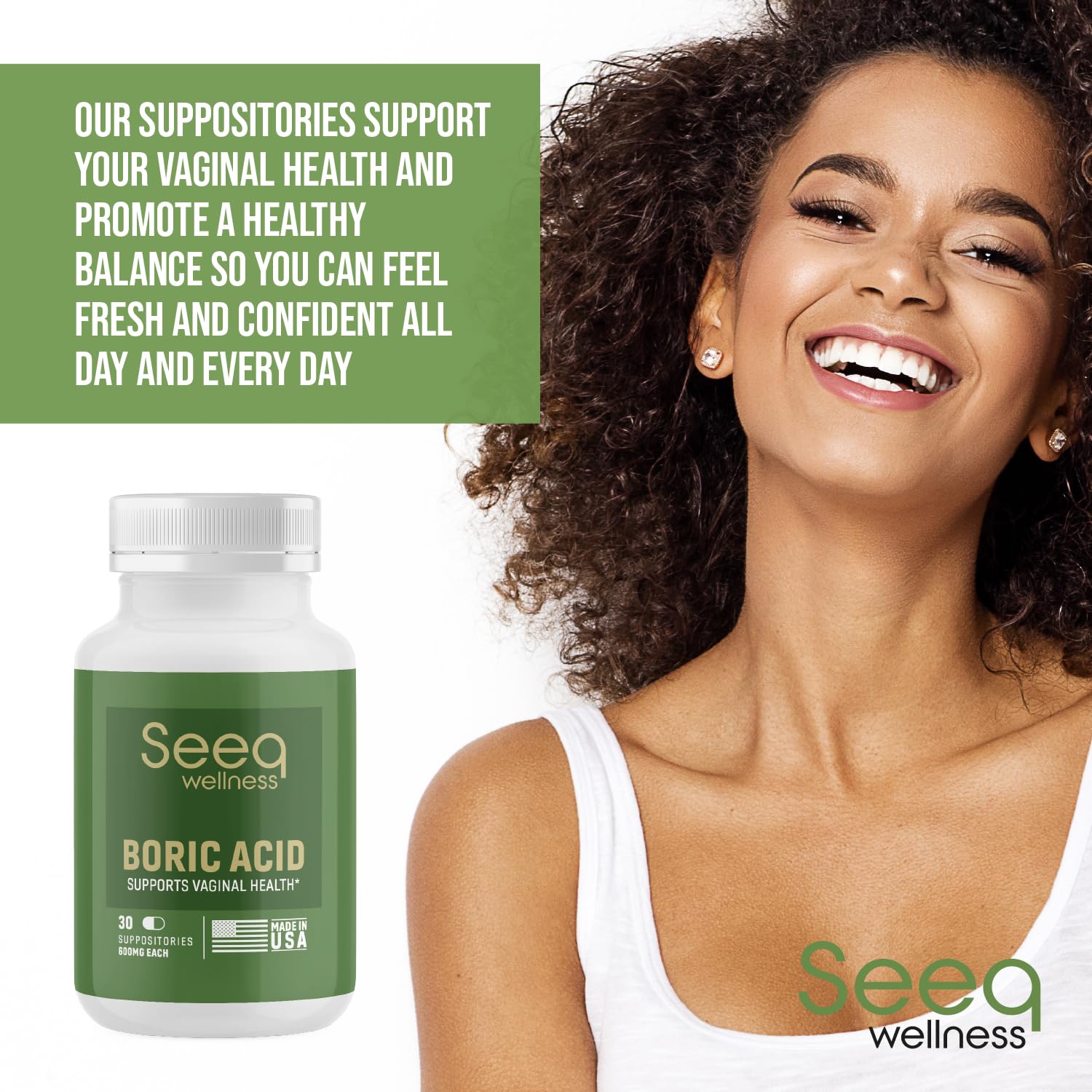 Seeq Wellness Boric Acid Vaginal Suppositories - Helps Support Odor Control and Balance Vaginal PH Seeq Wellness buy supplements canada