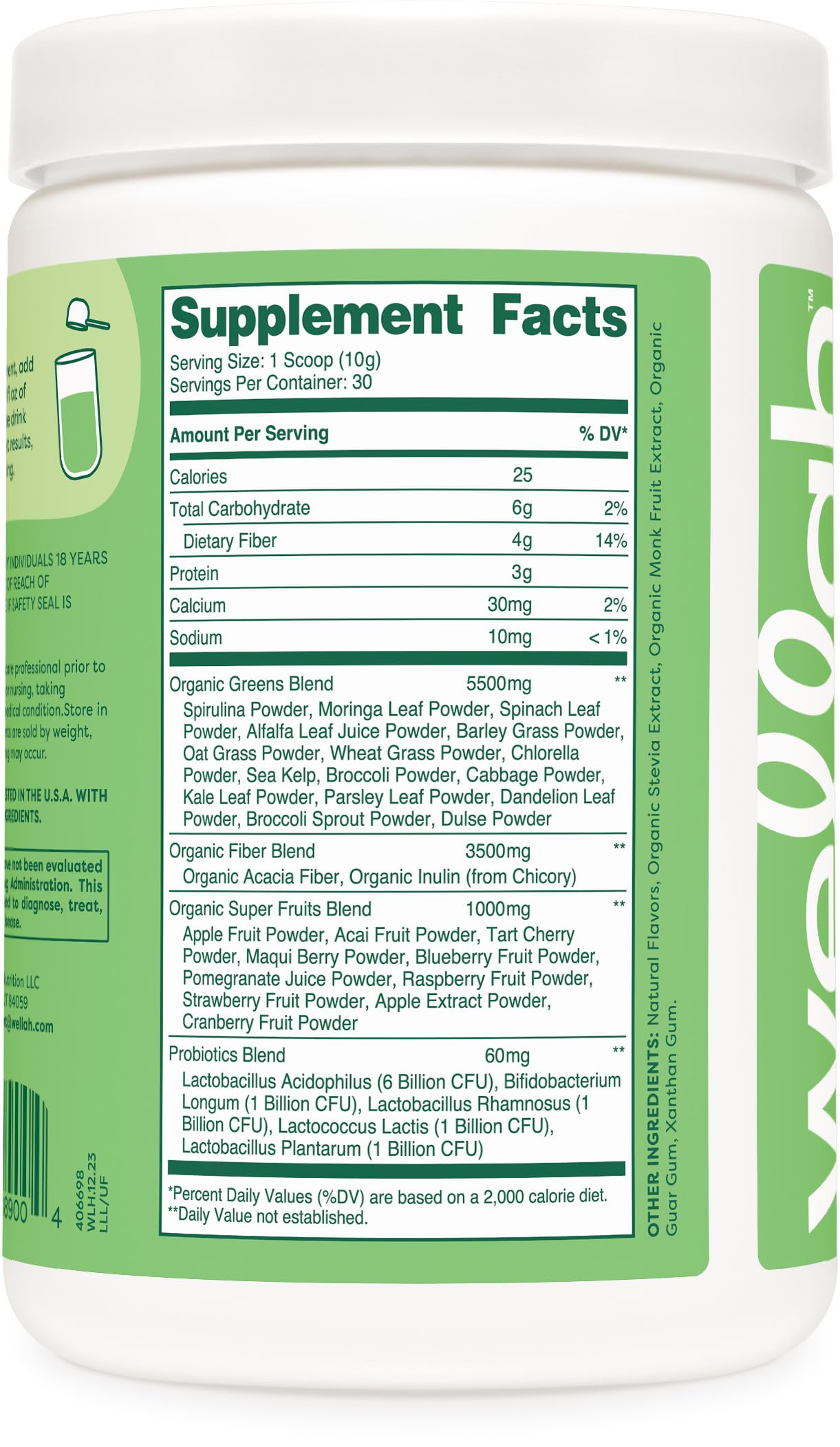 Wellah Leaf, Laugh, Love Super Greens Powder (Unflavored) 30 Servings - Superfood Supplement Drink Mix Wellah buy supplements canada