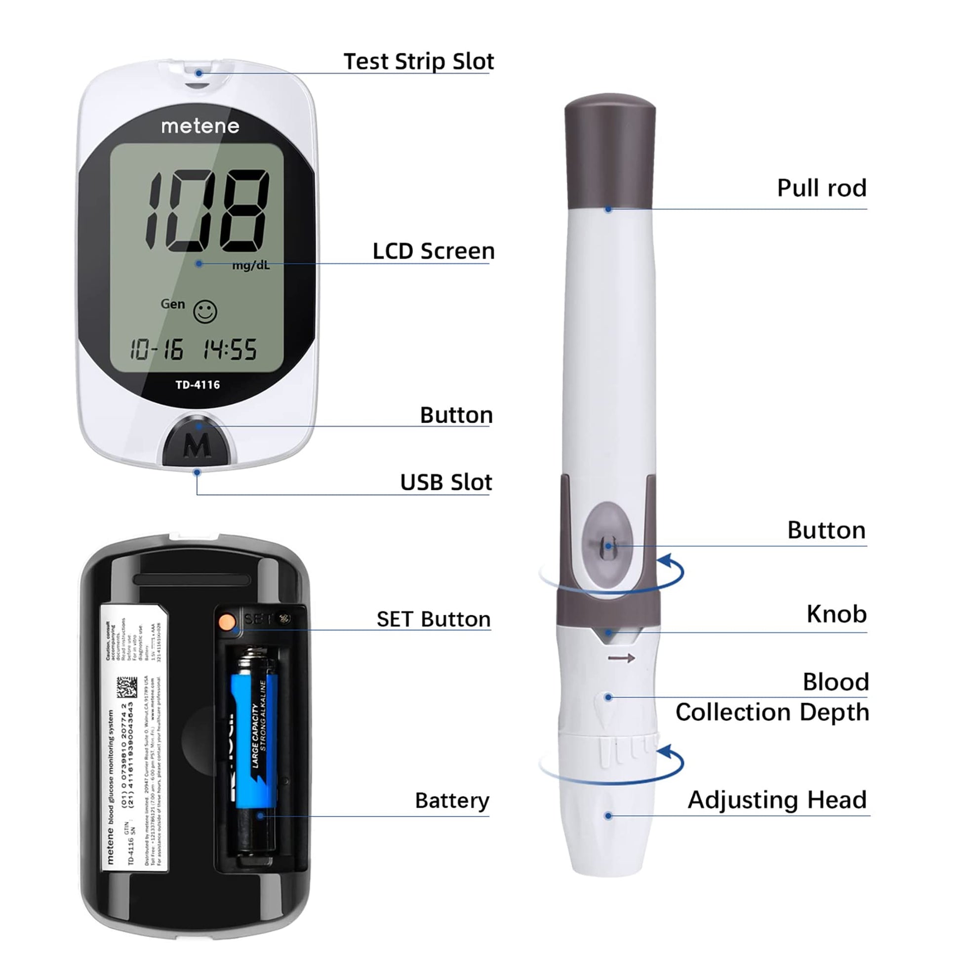 Metene TD-4116 Blood Glucose Monitor Kit, 100 Glucometer Strips Metene buy supplements canada