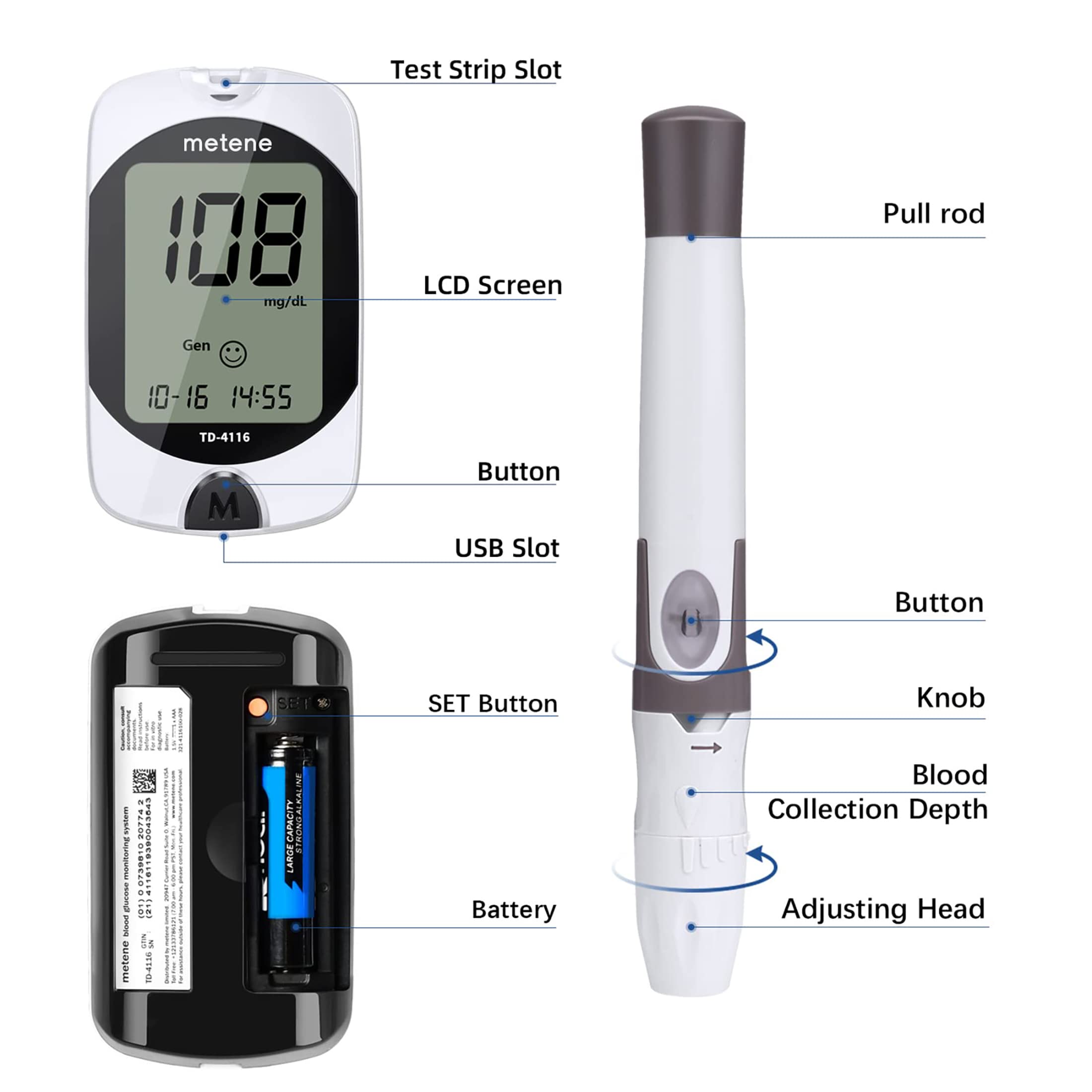Metene TD-4116 Blood Glucose Monitor Kit, 100 Glucometer Strips Metene buy supplements canada