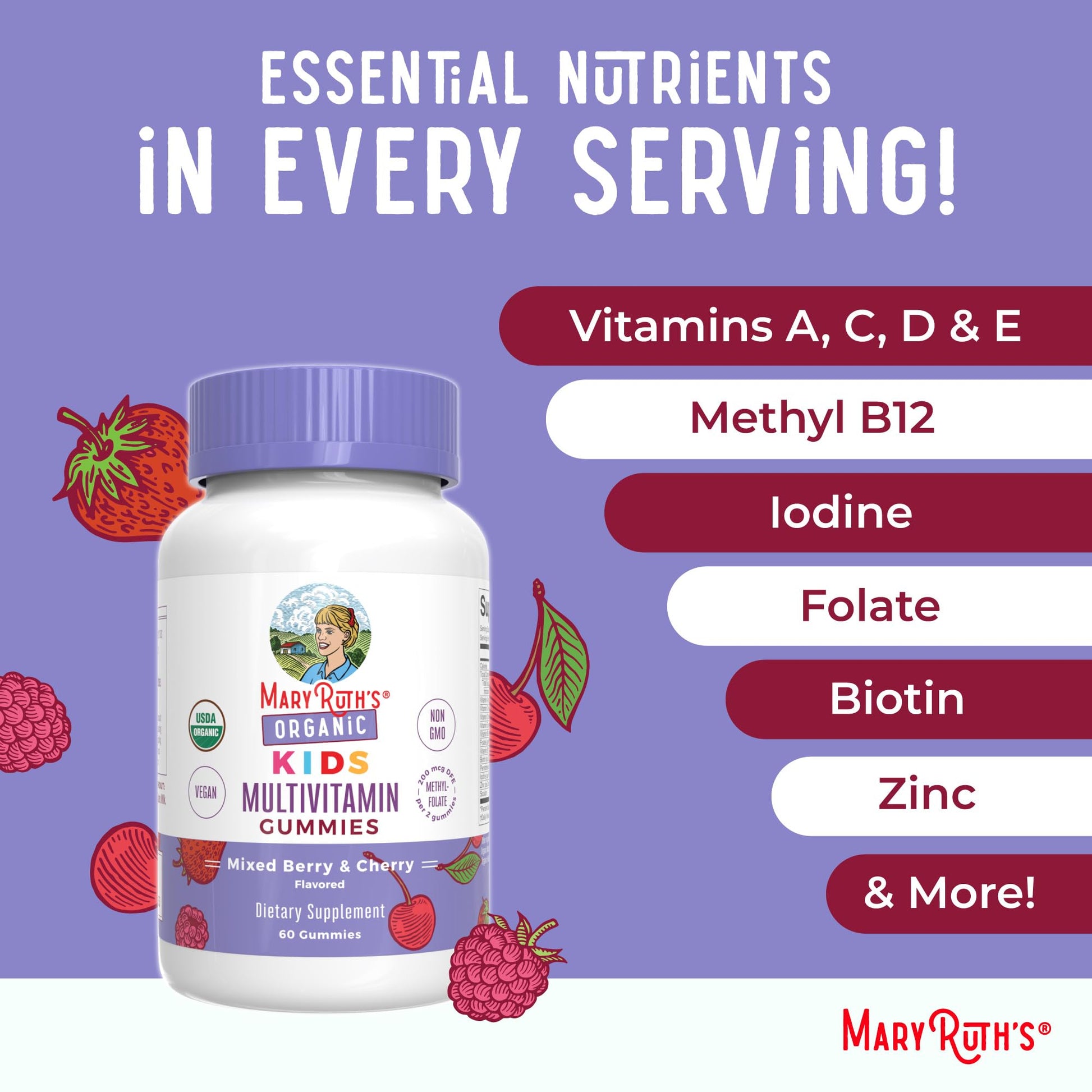 MARYRUTH'S Kids Vitamins | Multi | 1 Month Supply | Multivitamin Gummies for Ages 4+ | Multivitamin for Kids | Vegan | Only 2 Gummies a Day | 60 Count MARYRUTH'S buy supplements canada