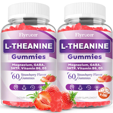 Flyrocer 2 Pack L-Theanine Gummies, L Theanine Supplement for Adults & Kids, L'Theanine with Ashwagandha, Magnesium, 5HTP & GABA - Support Calm, Relax, zzZ, Focus, Vegan Strawberry Flavor, 120 Count Flyrocer buy supplements canada