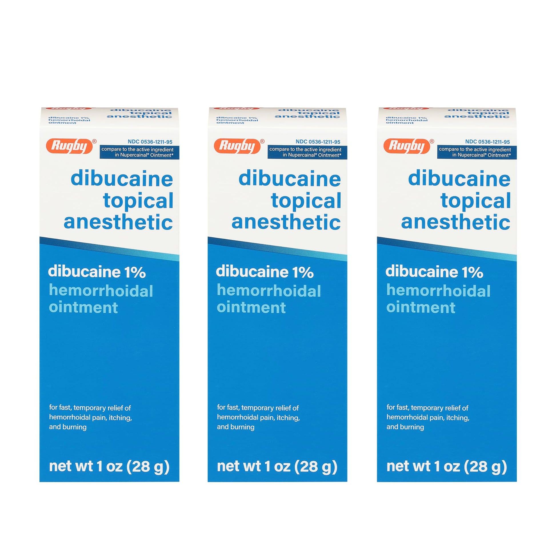 Rugby Dibucaine Topical Anesthetic 1% Hemorrhoid Ointment - Pain Relief Cream for Itching and Burning, Hemorrhoid Treatment, Anti Itch Cream 1 Oz (3 Pack) RUGBY LABORATORIES buy supplements canada