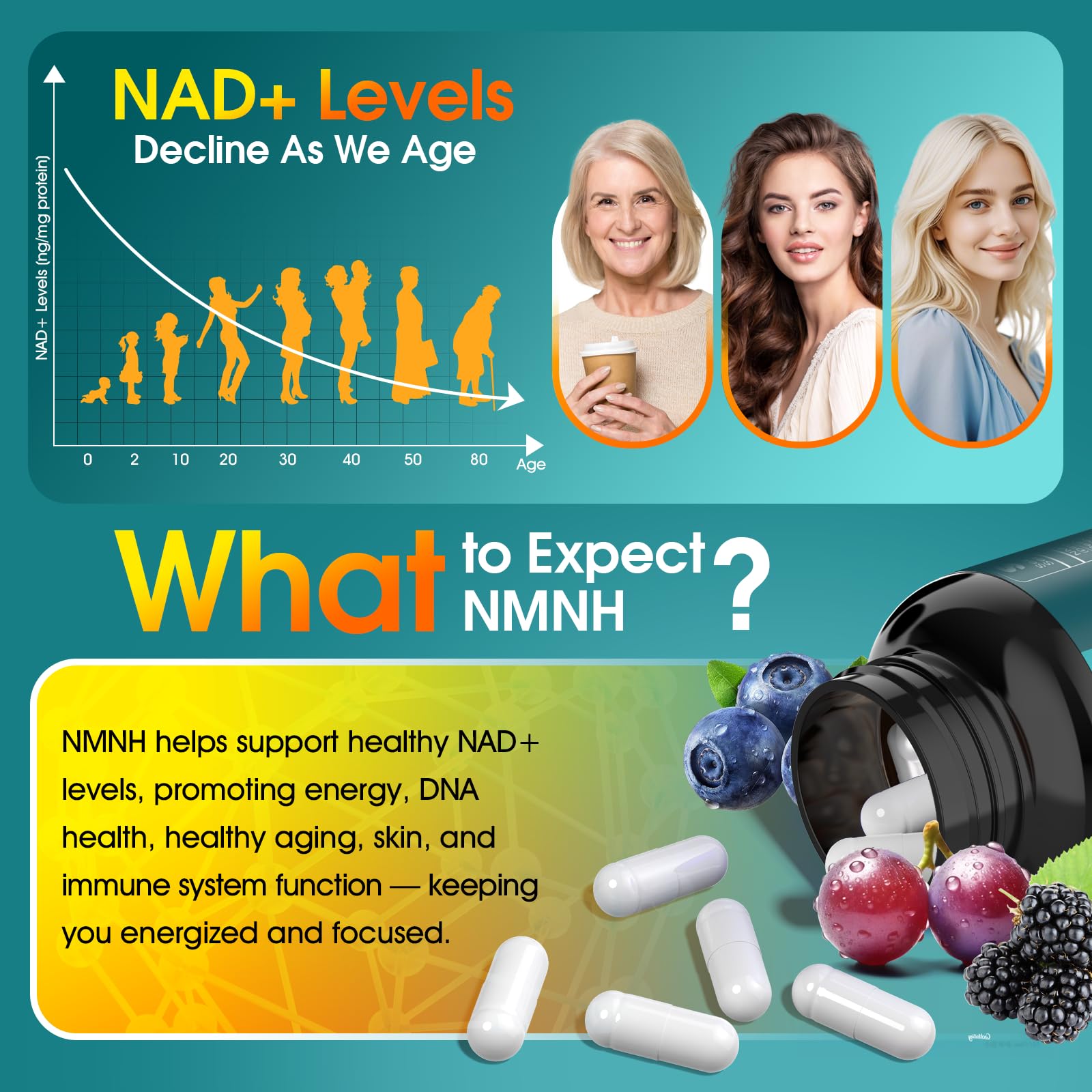 NMNH (Dihydronicotinamide Mononucleotide) 1000mg per Serving - NMN Alternative with Liposomal NAD+, Resveratrol & PQQ| Non-GMO, Gluten-Free | Supports Energy, Focus & Healthy Aging | 90 Capsules Tatavonix buy supplements canada