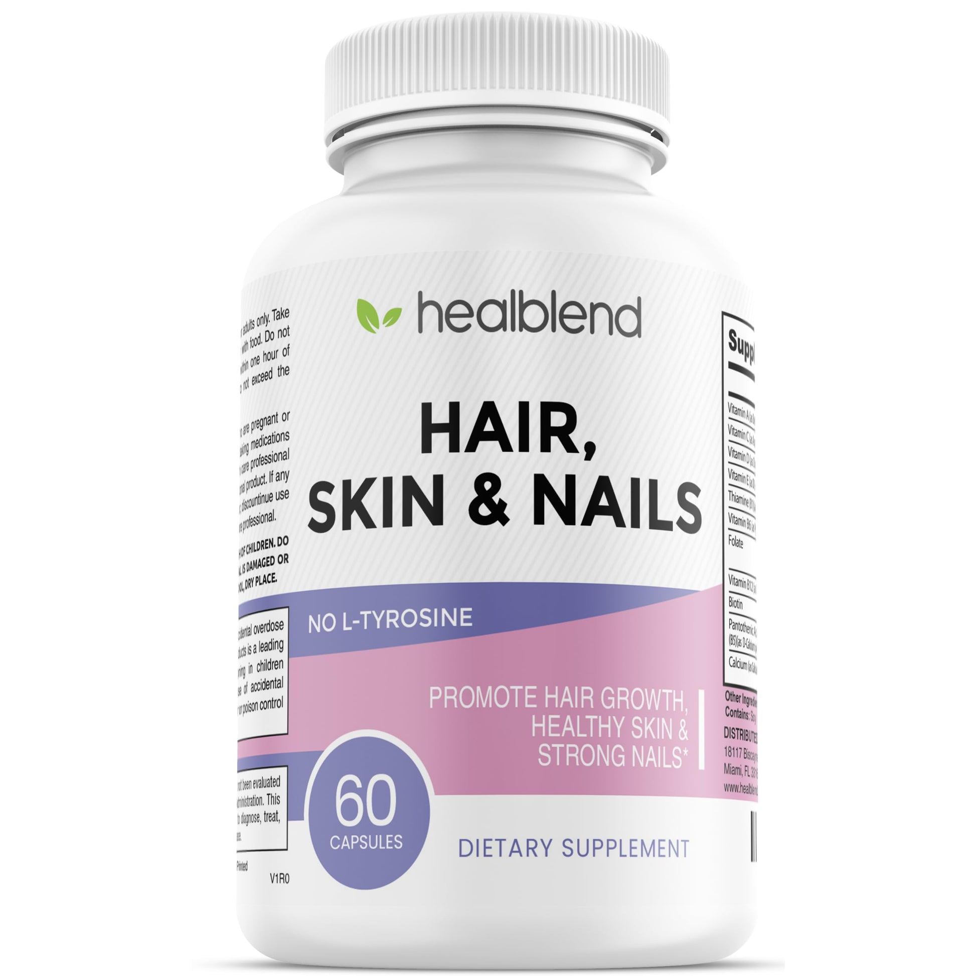 healblend Hair Skin and Nails Vitamins for Women with Biotin 5000 mcg, Iron and Manganese | Vegan, Non-GMO | 60 Capsules healblend buy supplements canada
