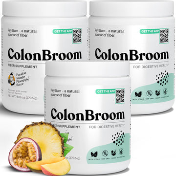 ColonBroom Psyllium Husk Powder with Stevia (Tropical Fruits) - Colon Cleanse for Bloating Relief & Gut Health - Colon Broom Fiber Powder Drink - Vegan Fiber Powder Stevia Supplement, 150 Servings ColonBroom buy supplements canada