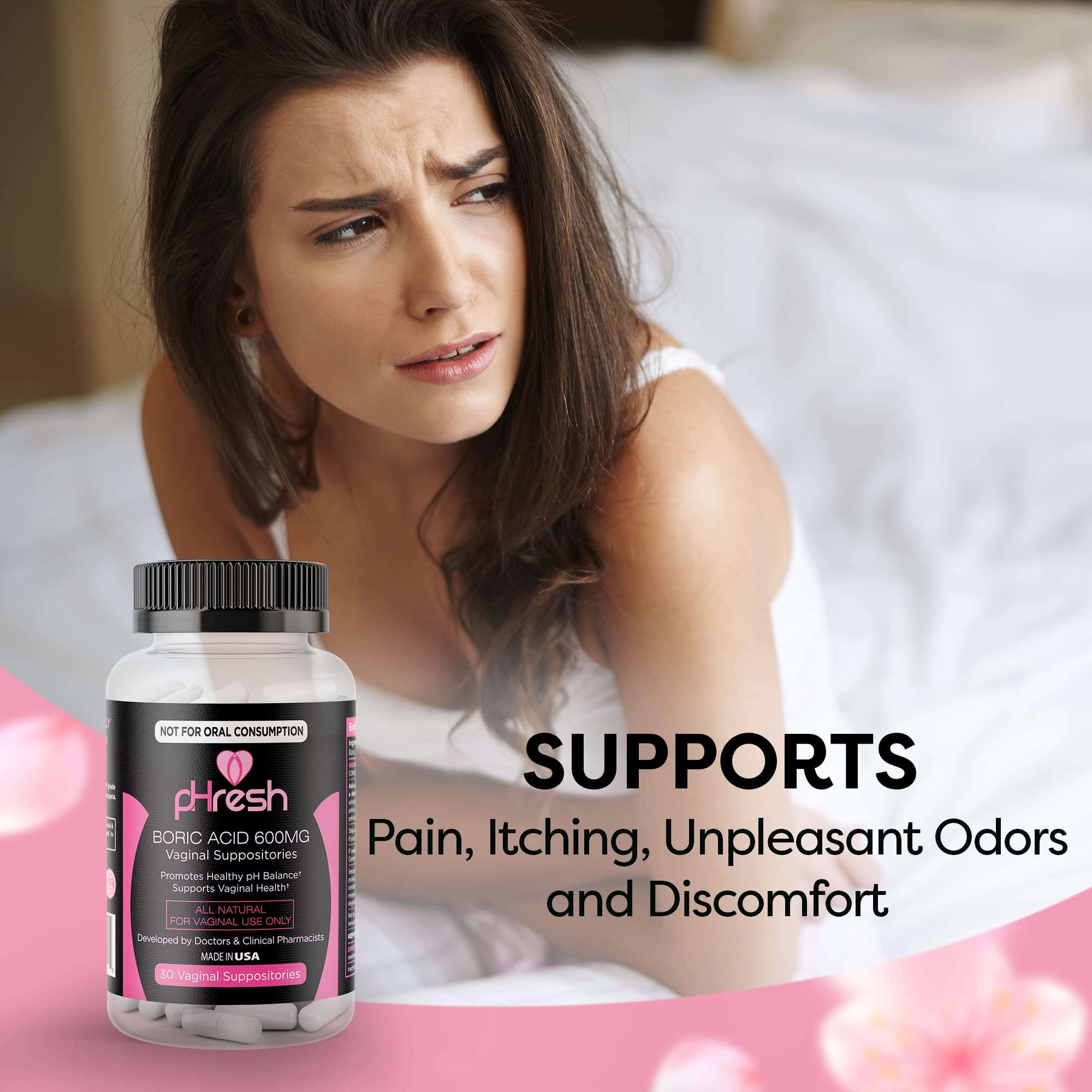 ACE NUTRITION pHresh Boric Acid Suppositories for Women, Suppositories for Odor Use, Natural Feminine Care Supports Vaginal Health & Promotes Healthy pH Balance - Made in USA ACE NUTRITION buy supplements canada