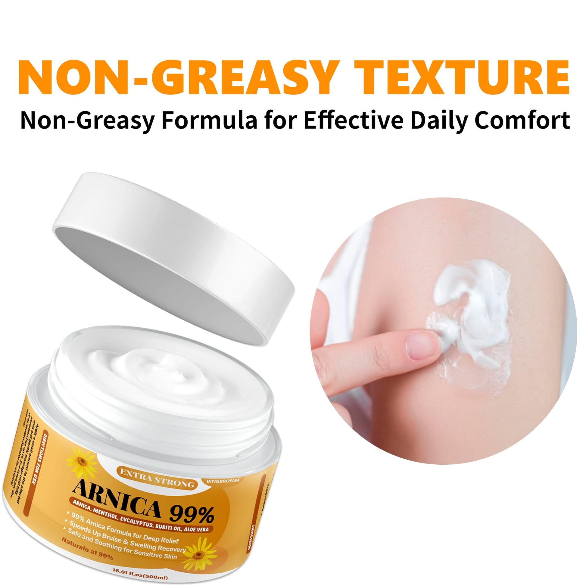 Bingbrofam Arnica Cream 99% Extra Strength Gel Pain Relief for Fast Healing Thin Skin, Seniors Bruises with Menthol, Swelling, Soothing Massage, 16.9 Oz Bingbrofam buy supplements canada