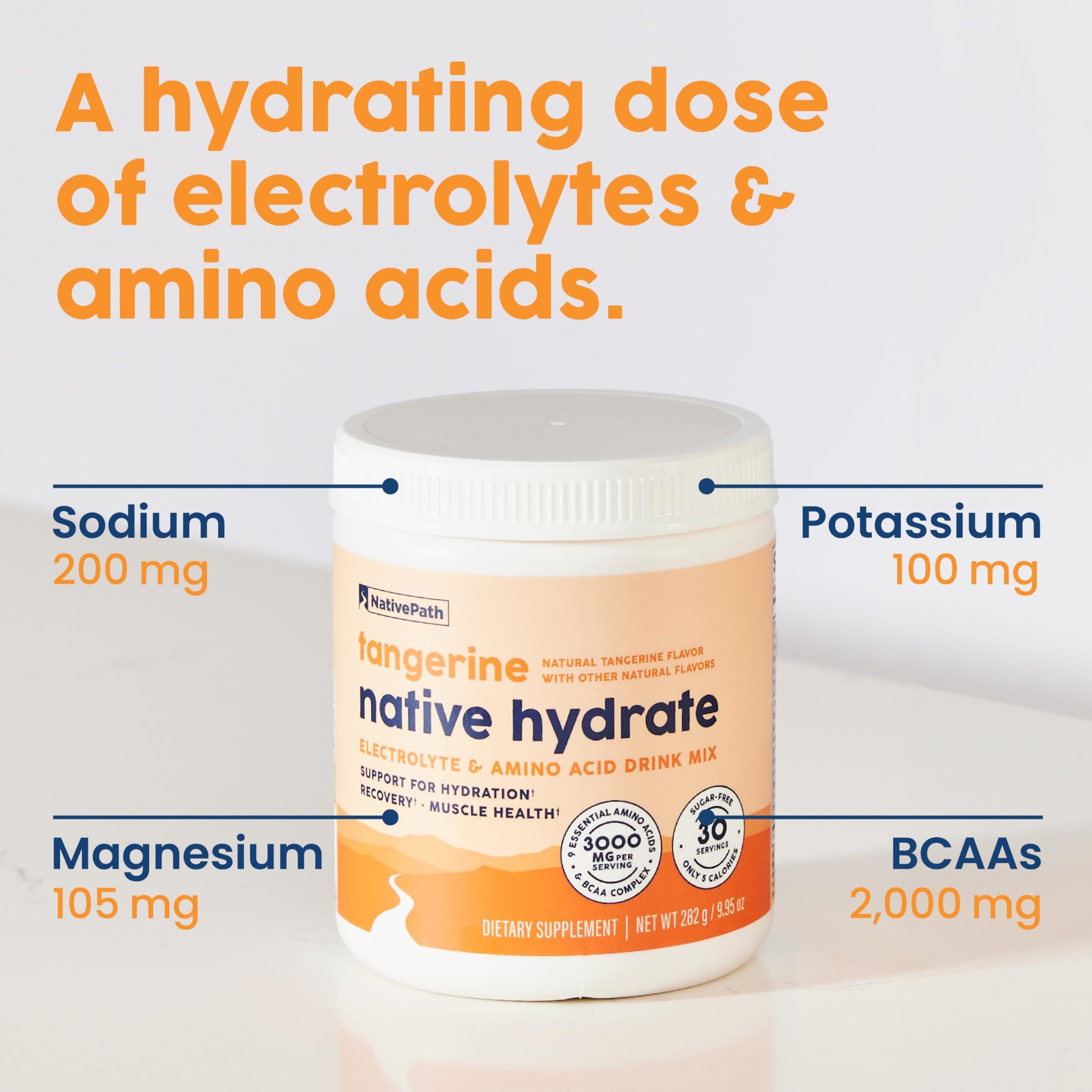 NativePath Hydrate, Zero Sugar, Electrolytes Powder with BCAAs, Tangerine Hydration, Keto & Paleo Friendly, 30 Servings NativePath buy supplements canada