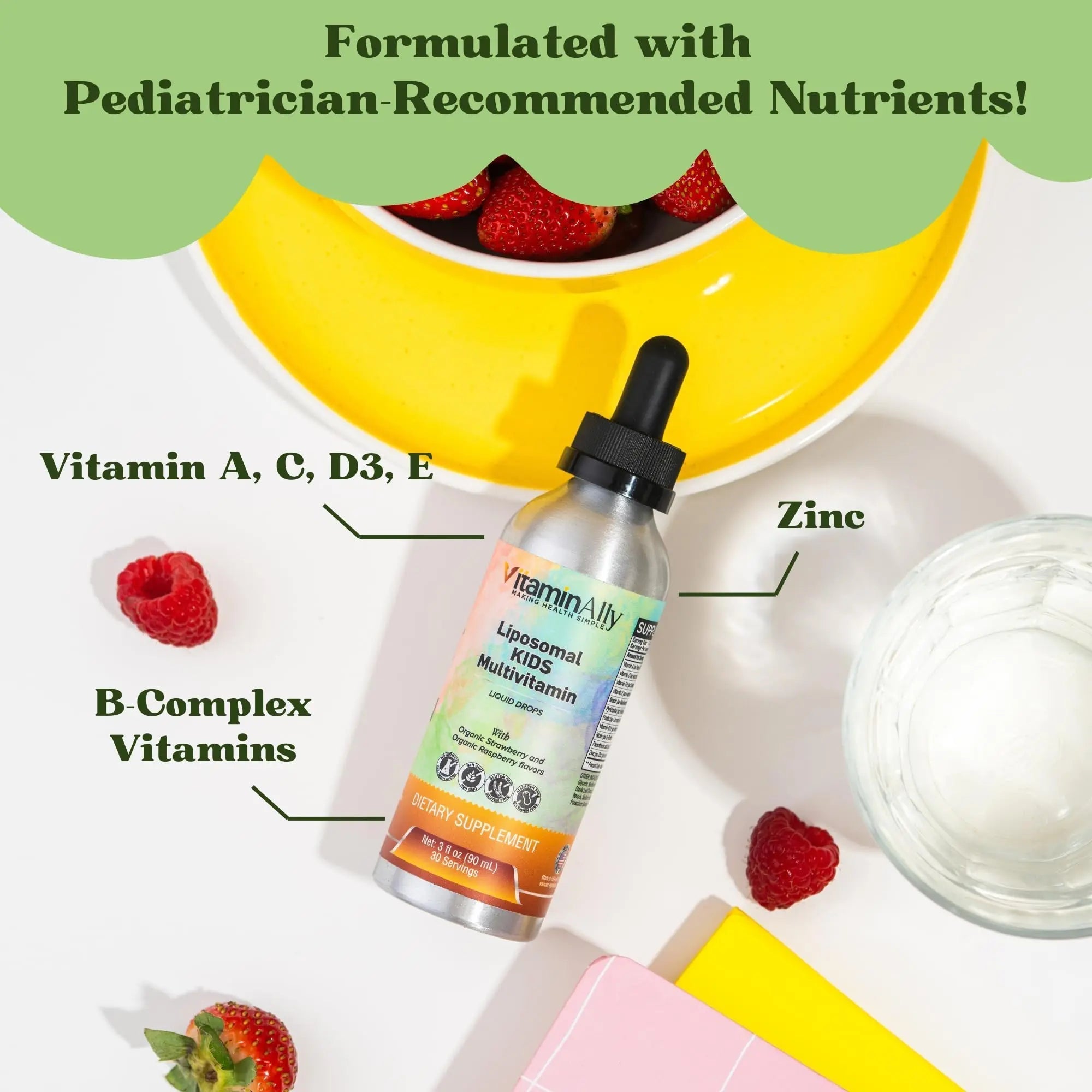 Vitaminally Liposomal Kids Liquid Multivitamin | Non-GMO | Clean | Sugar Free | Gluten Free | Organic Berry Flavors | Vitaminally buy supplements canada