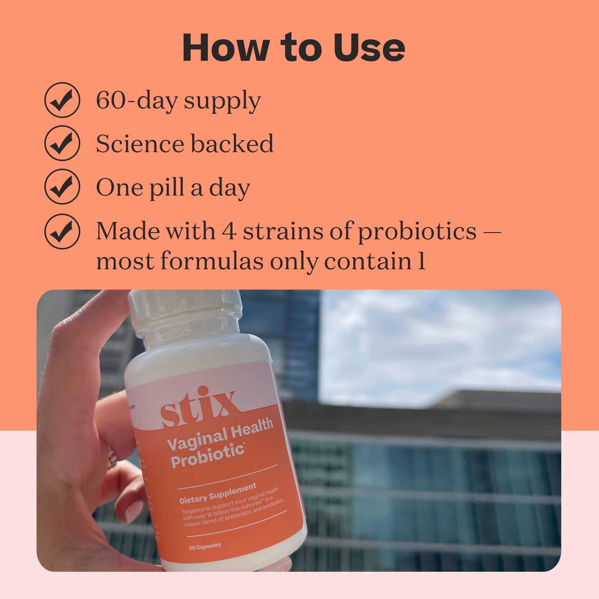 Stix Vaginal Health Probiotic & 3-Day Yeast Infection Treatment - Maintain pH Balance, Vaginal Microbiome Get Stix buy supplements canada
