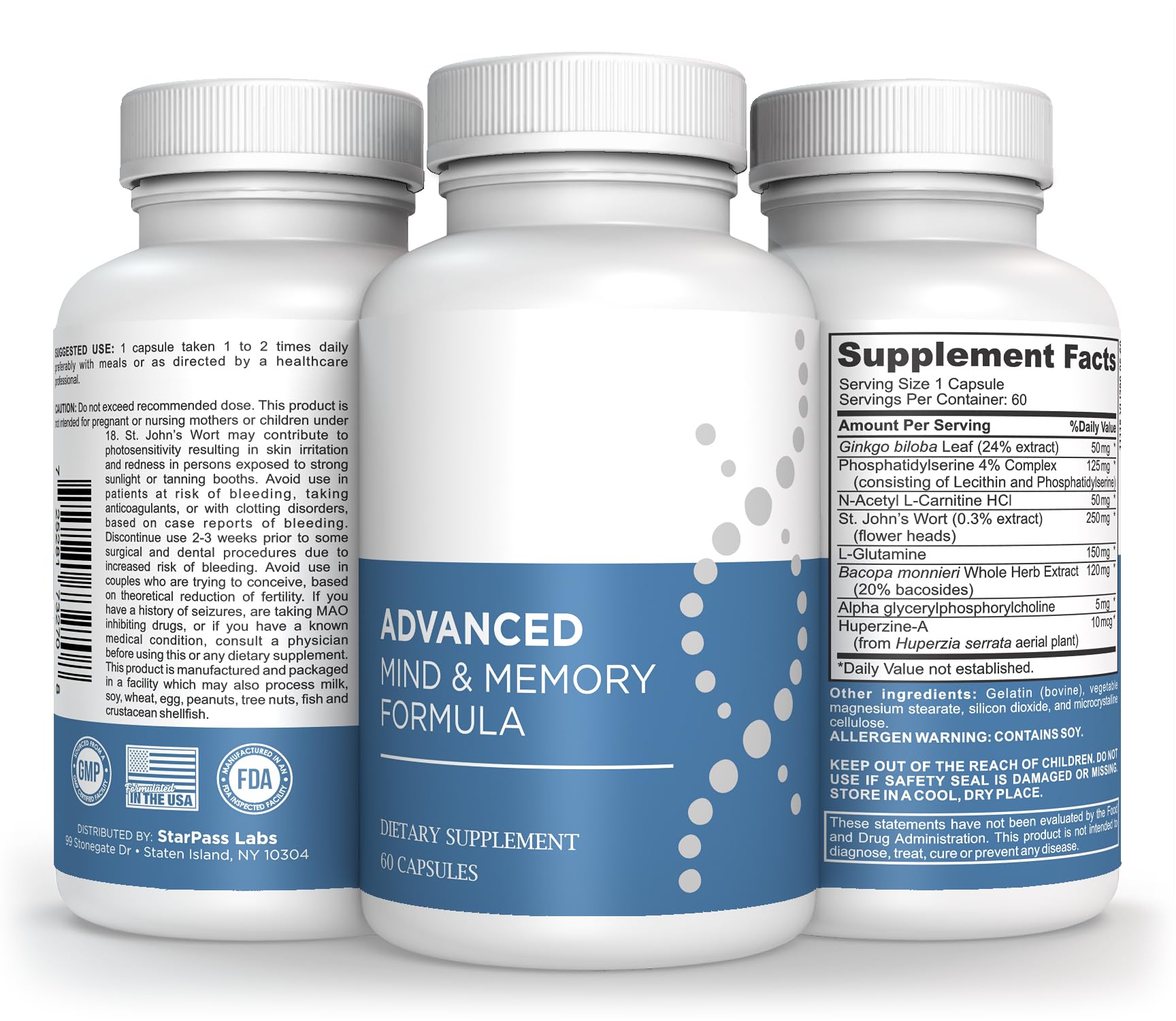 StarPass Labs Advanced Memory Formula Extreme Brain Booster, Brain Supplement for Memory, Focus and Mental Performance, Memory Vitamins for Better Brain Health 180 Capsules (3 Pack) StarPass Labs buy supplements canada