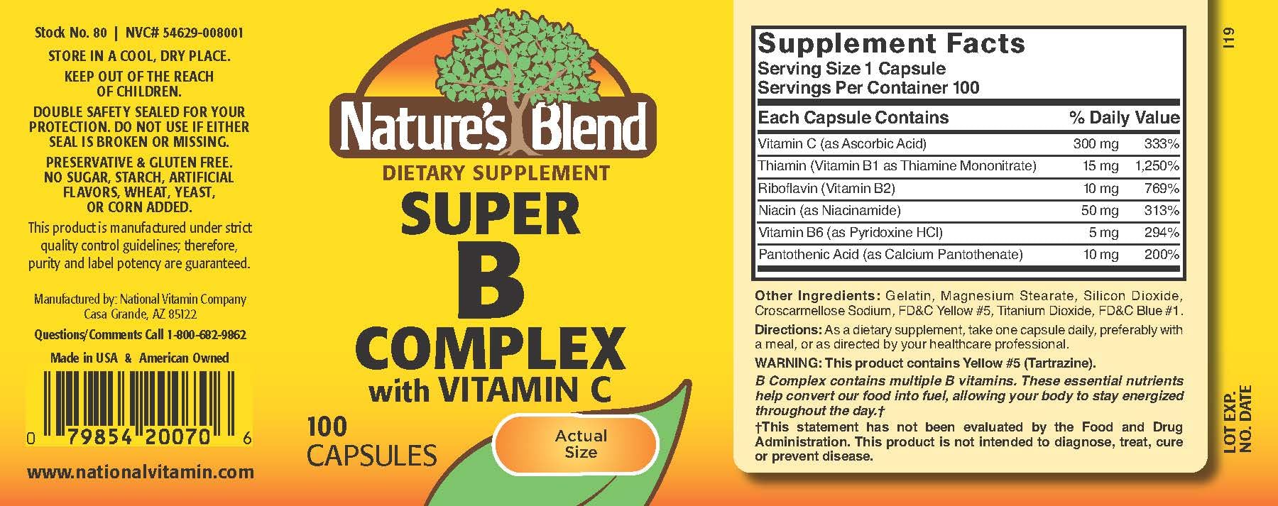 Nature's Blend Super B with C 100 Capsules Nature's Blend buy supplements canada