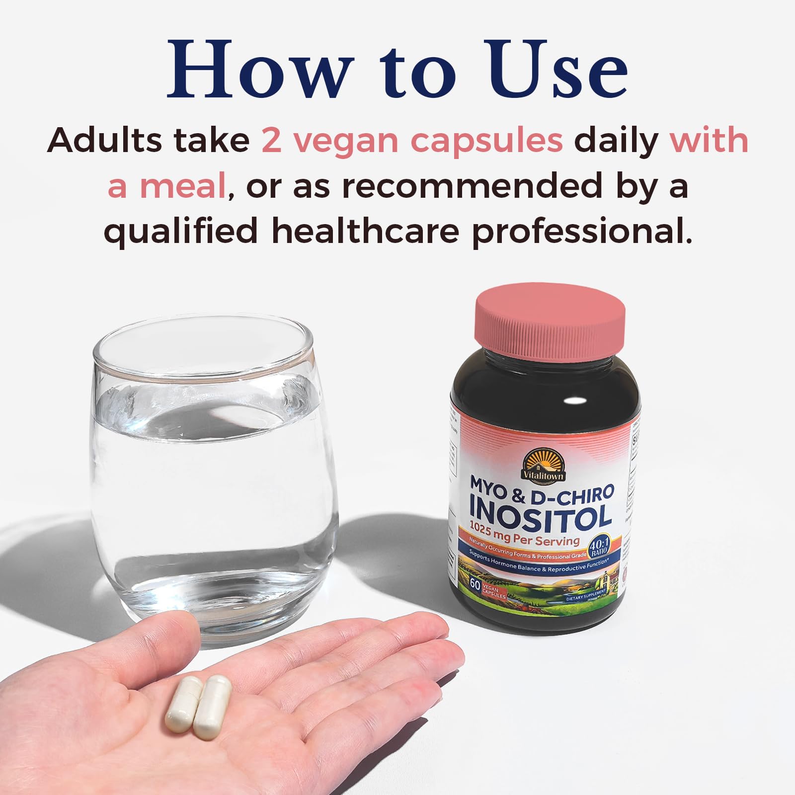 Vitalitown Inositol Supplement for Women, Myo-Inositol & D-Chiro Inositol, Ideal 40:1 Ratio, Hormone Balance & Healthy Ovarian Support for Women, Vitamin B8, Vegan, 60 Capsules, No Gluten Vitalitown buy supplements canada