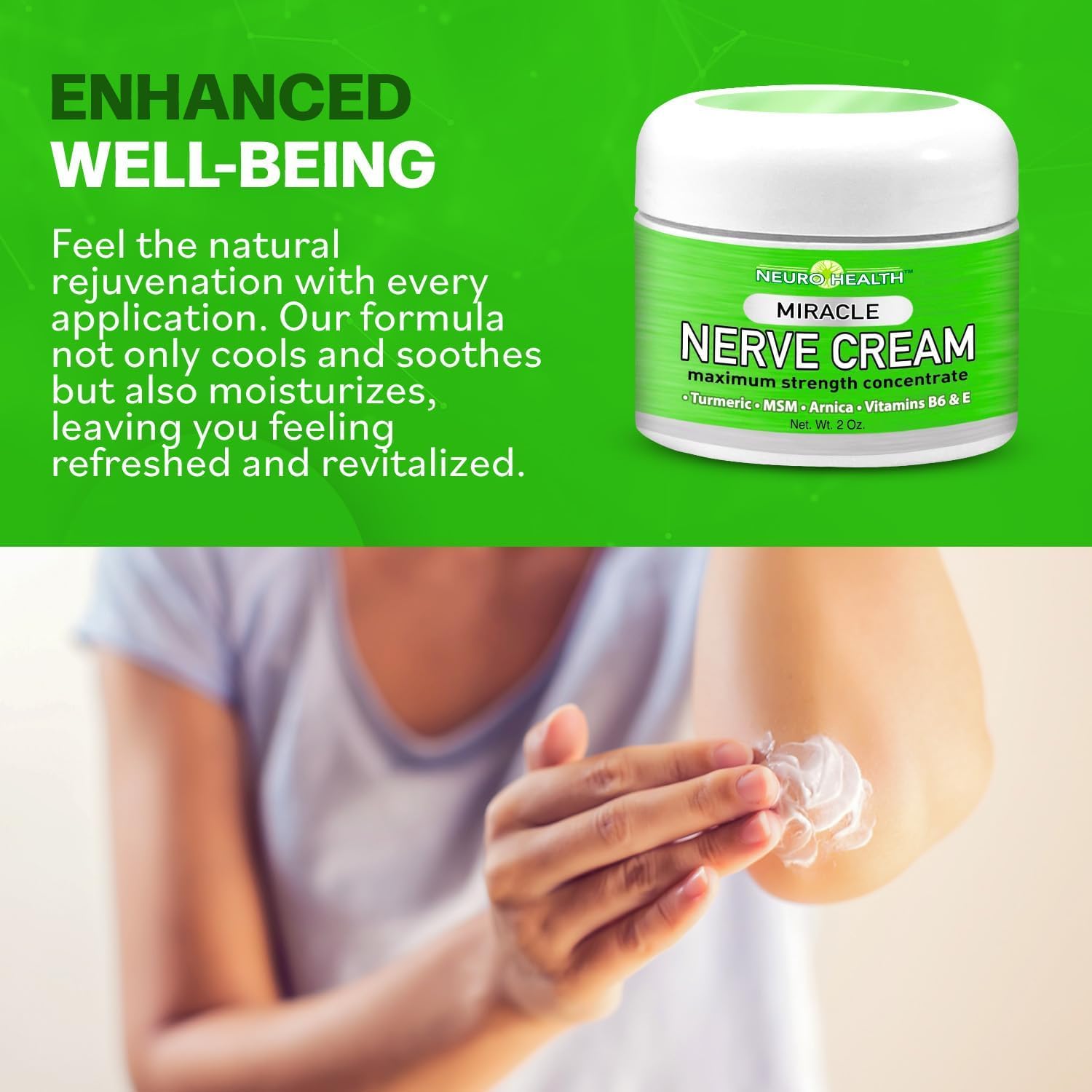 Neuro Health Miracle Nerve Cream - XL 4oz JAR - Maximum Strength - Turmeric and Arnica Blend for Neuropathy Discomfort Relief - Soothing Foot & Hand Formula with MSM, B6, E - Made in USA Neuro Health buy supplements canada