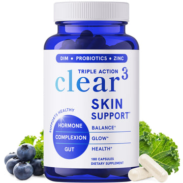 Clear Skin Supplement with Zinc, DIM & Probiotics | 3-in-1 Balance, Glow & Health Skin Support | Triple Action Hyaluronic Acid, Niaciminide & Vitamins for Hormone, Complexion & Gut Support | 180 Ct SMNutrition buy supplements canada