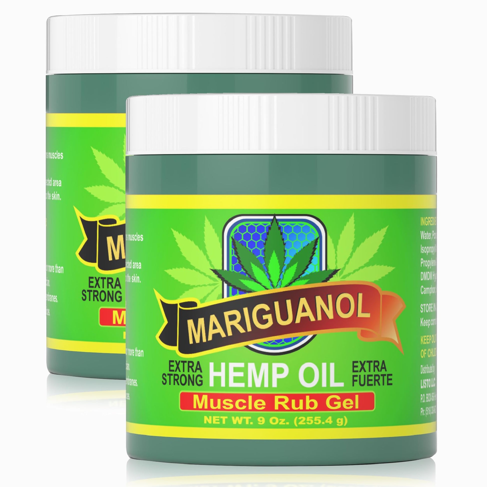 Mariguanol 9 Oz. Extra Strong Muscle Rub Gel with Hemp Oil, Menthol & Camphor – Cooling, Rapid-Absorbing Topical Gel for Active Lifestyles – Net Wt. 9 oz (255.4 g) [Pack of 2] MARIGUANOL buy supplements canada