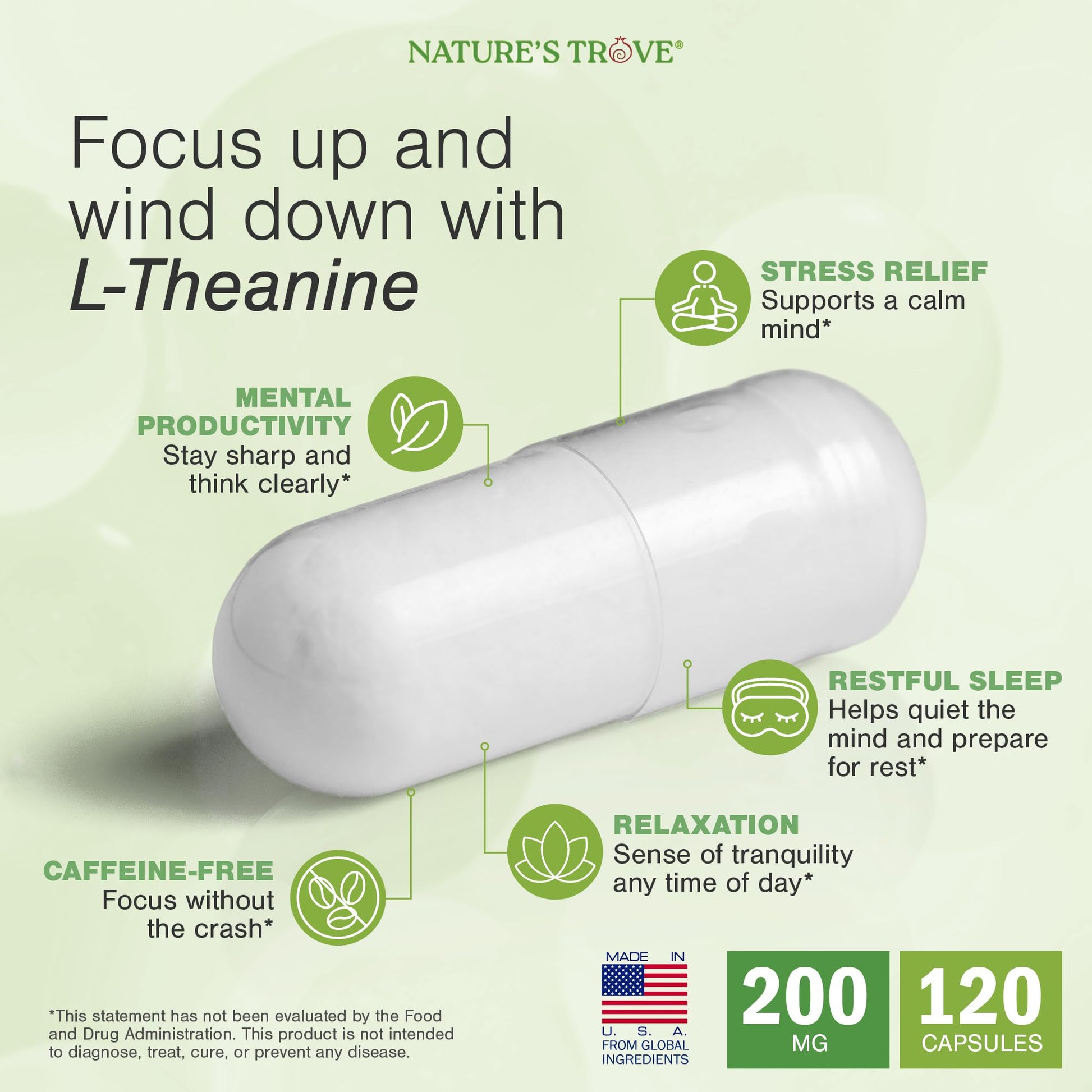 Nature's Trove L-Theanine 200mg 120 Vegetarian Capsules Nature's Trove buy supplements canada