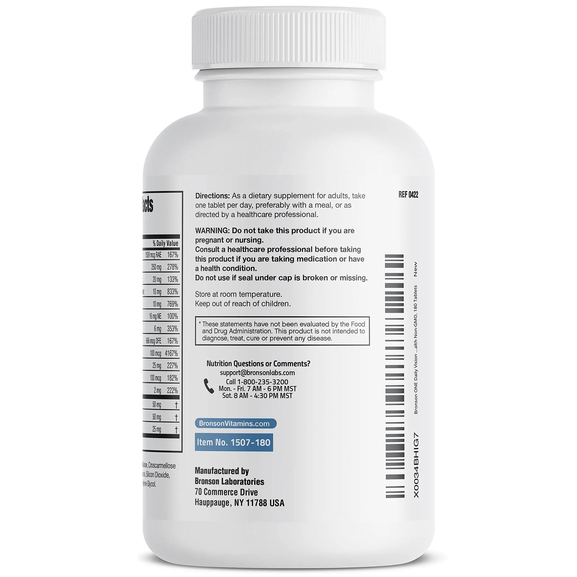 Bronson ONE Daily Vision Complete Eye Health Support Multivitamin Multimineral Supplement Formula, 180 Tablets Bronson buy supplements canada