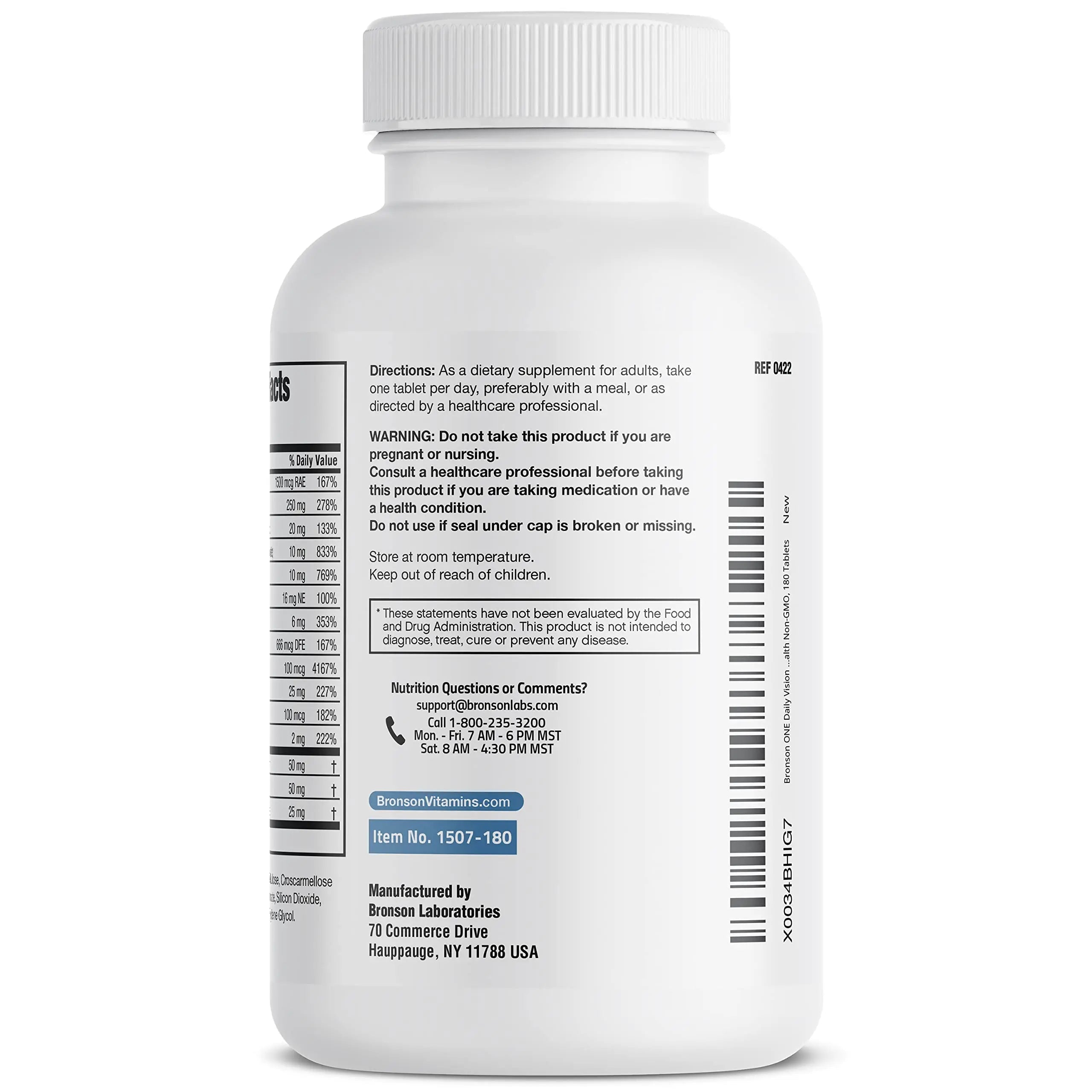 Bronson ONE Daily Vision Complete Eye Health Support Multivitamin Multimineral Supplement Formula, 180 Tablets Bronson buy supplements canada