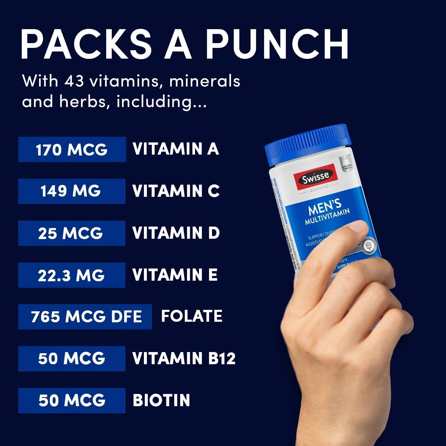 Swisse Ultivite Mens Daily Multivitamins | 50 Vitamins, Antioxidants and Minerals + Adaptogens | Energy, Stress & Immune Support | Mens Vitamins | 120 Tablets Swisse buy supplements canada