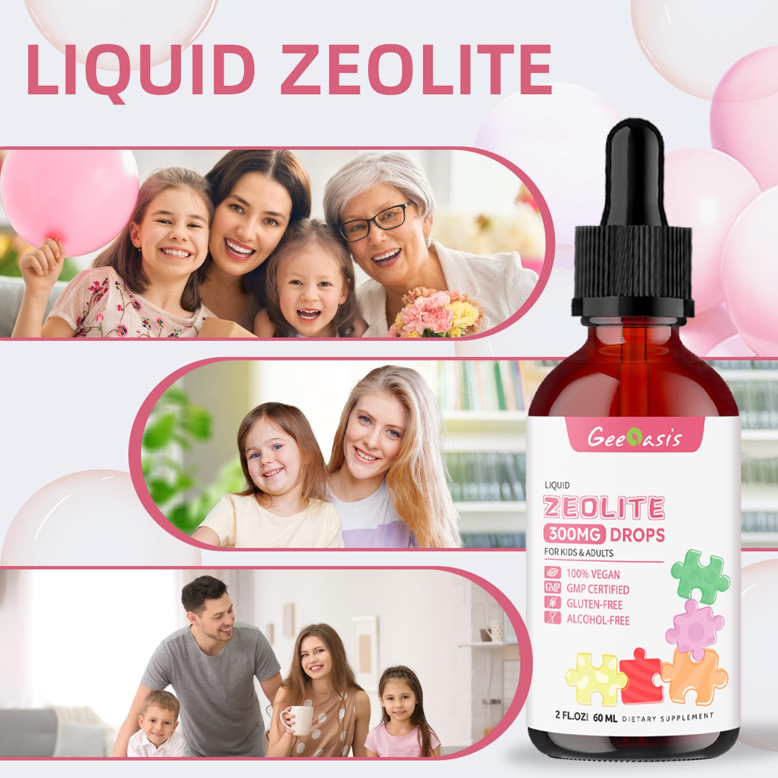 Geeoasis Zeolite Detox for Kids & Adults, 300 mg Zeolite Clinoptilolite Liquid with Vitamin B12 & D3, Vitamin C & Zinc Gluconate, Immune Support & Gut Health, Natural Strawberry Flavor, 2 Fl Oz Geeoasis buy supplements canada