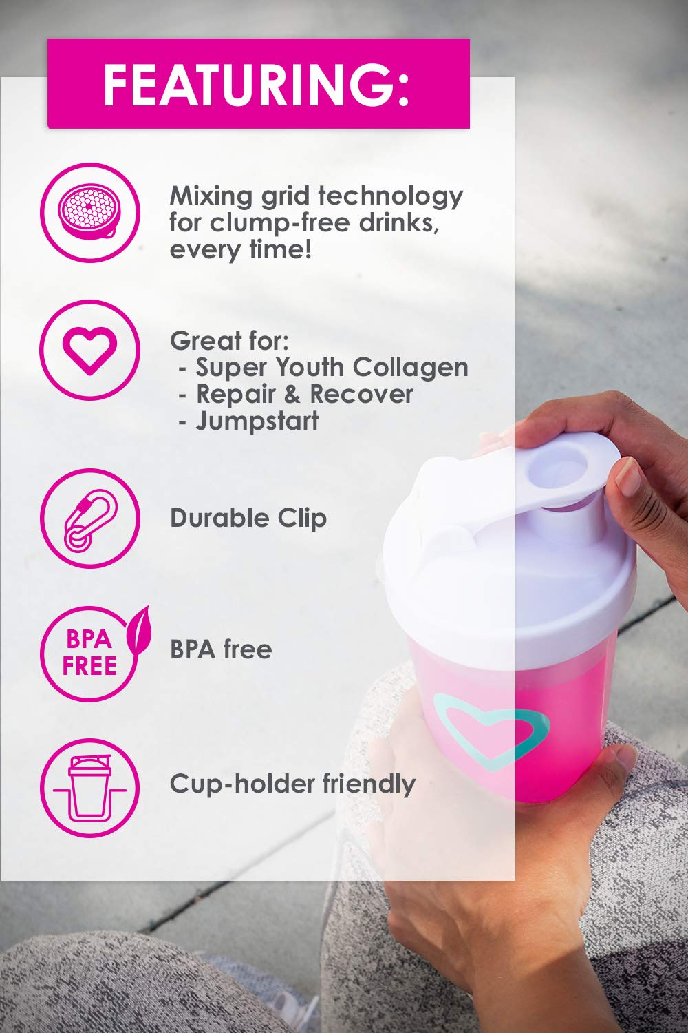 SkinnyFit Super Shaker Bottle 20oz. BPA free with Mixing Grid Technology, Leak Proof SkinnyFit buy supplements canada