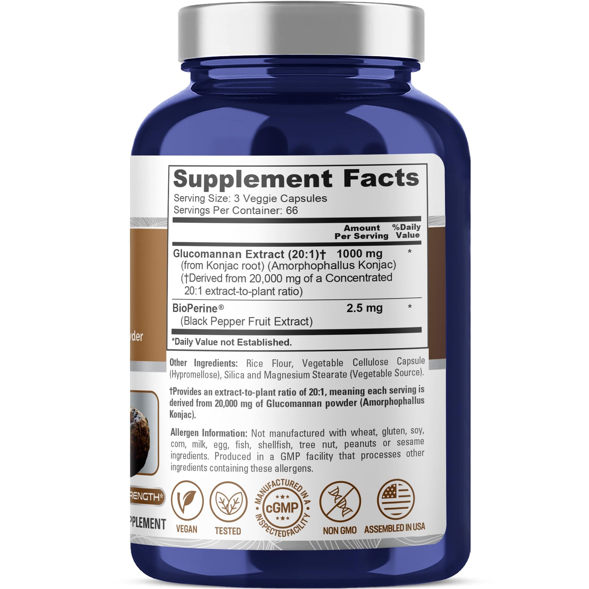 NusaPure Glucomannan 20,000 mg per Serving 200 VCaps (20:1 Extract, BioPerine Non-GMO, Vegan) Konjac Root NusaPure buy supplements canada
