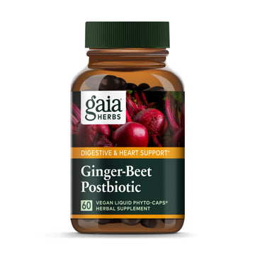 Gaia Herbs Ginger-Beet Postbiotic - Supplement for Gut & Heart Health Support* - Made with Fermented Beets & Ginger - Free from Dairy, Soy & Gluten - 60 Vegan Liquid Phyto-Caps (30 Servings) Gaia Herbs buy supplements canada