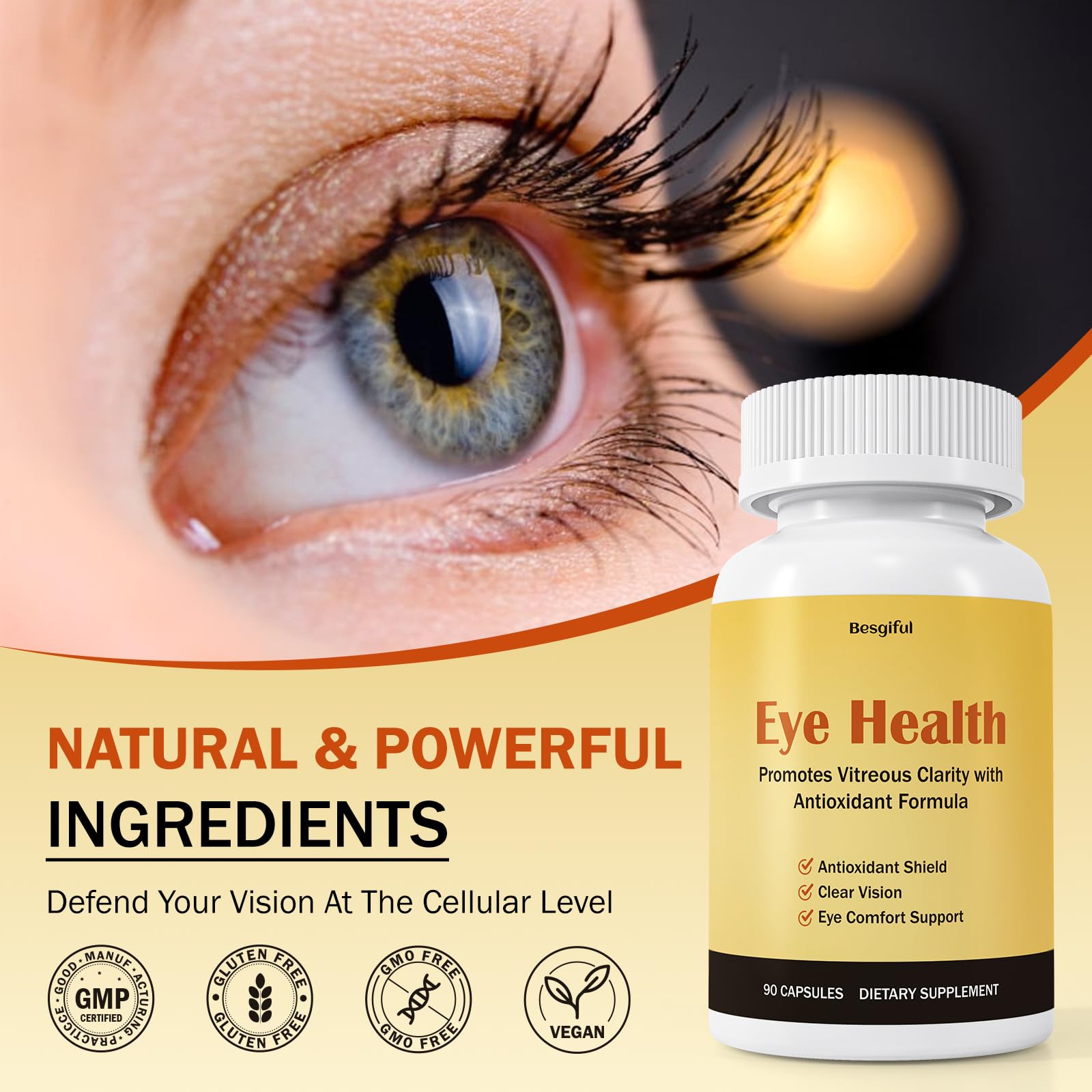 Besgiful Eye Supplement for Vitreous Health, Promotes Clear Vision, Improves Eye Strain & Dryness, Reduces Squiggly Lines, Eye Degeneration, Clear Eye Support, 90 Vegan Capsules Besgiful buy supplements canada