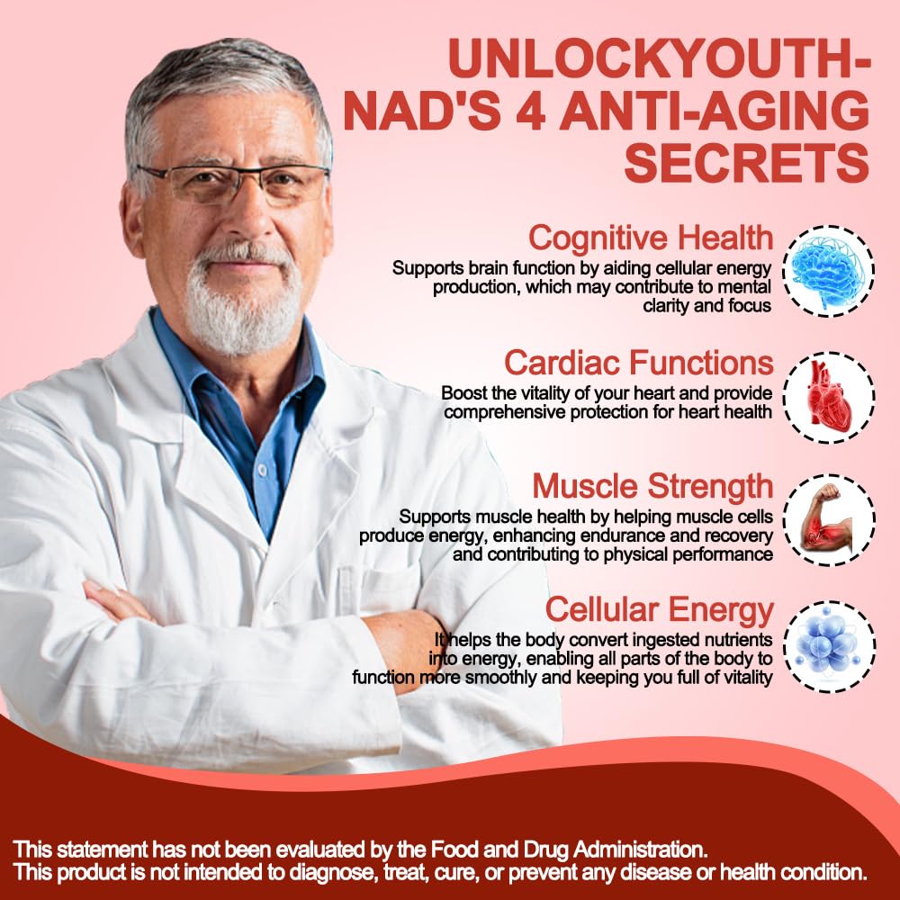 Royalee NAD Supplement 1200mg Synergistic Blend with Nicotinamide Riboside, PQQ & Resveratrol - Premium Anti-Aging Supplement for Cellular Energy, Mental Clarity and Longevity (30 Packets)1 Royalee buy supplements canada