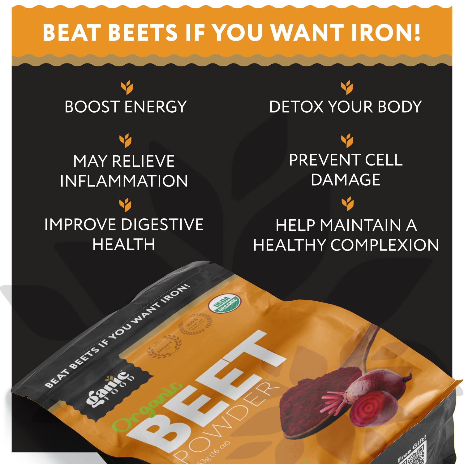 Ganic Food Organic Beetroot Powder, 16 Ounces Ganic Food buy supplements canada