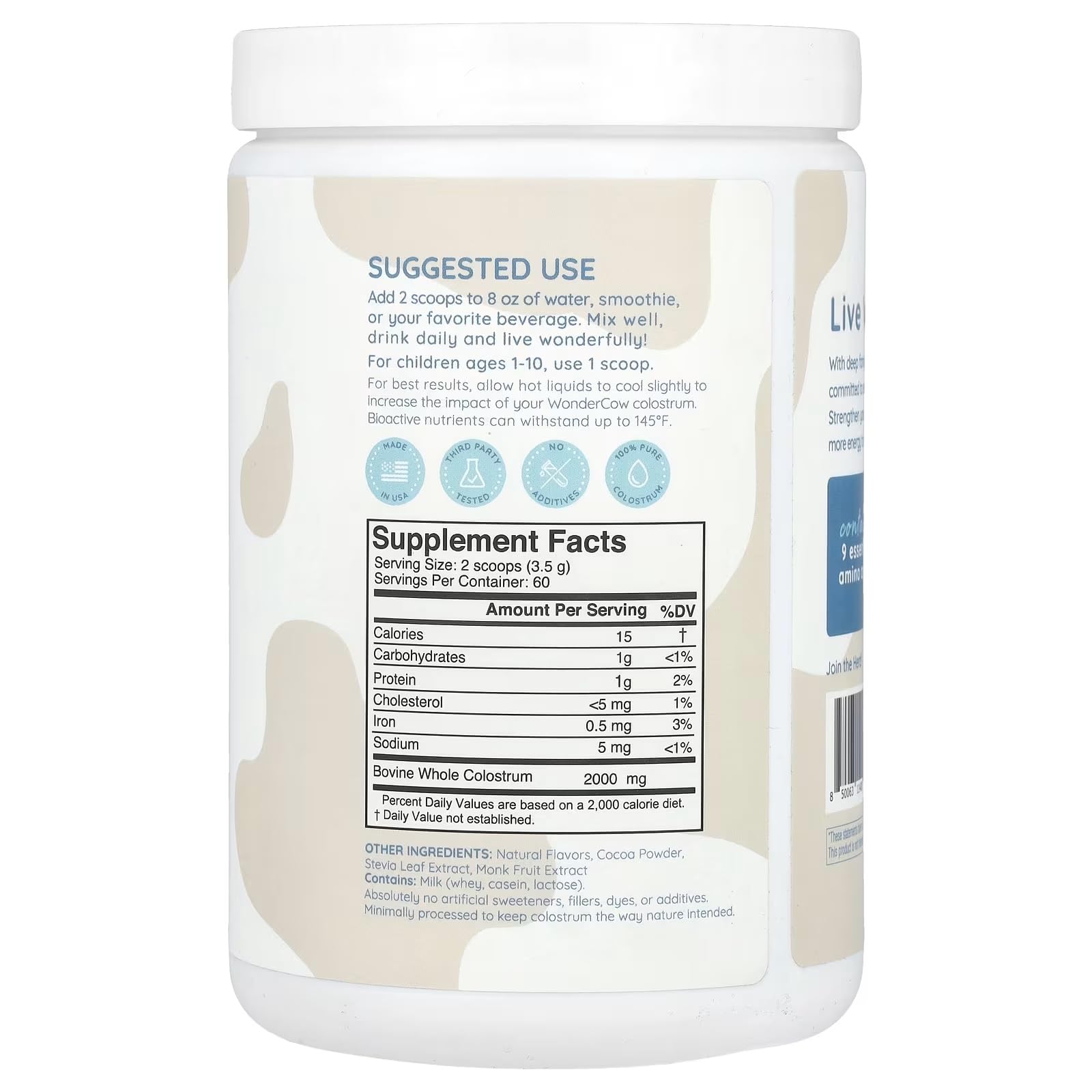 WONDERCOW Colostrum Supplement Powder for Gut Health, Immune Support & Wellness | Natural IgG Pure Whole Bovine Colostrum Superfood, Chocolate, 60 Servings WONDERCOW buy supplements canada
