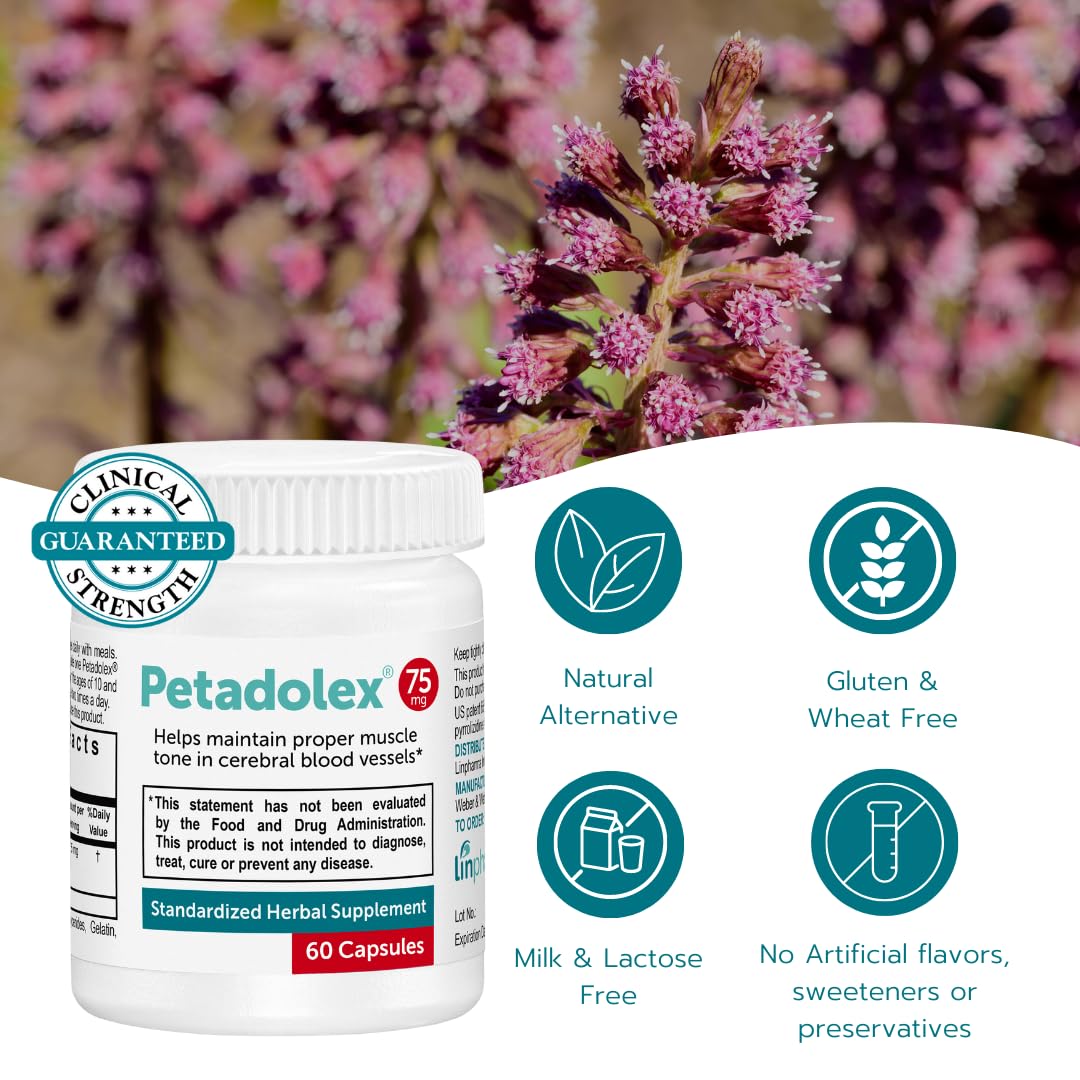Petadolex - Migraine Relief - Patented Butterbur Root Extract, 75mg PA-Free Butterbur Extract Petadolex buy supplements canada