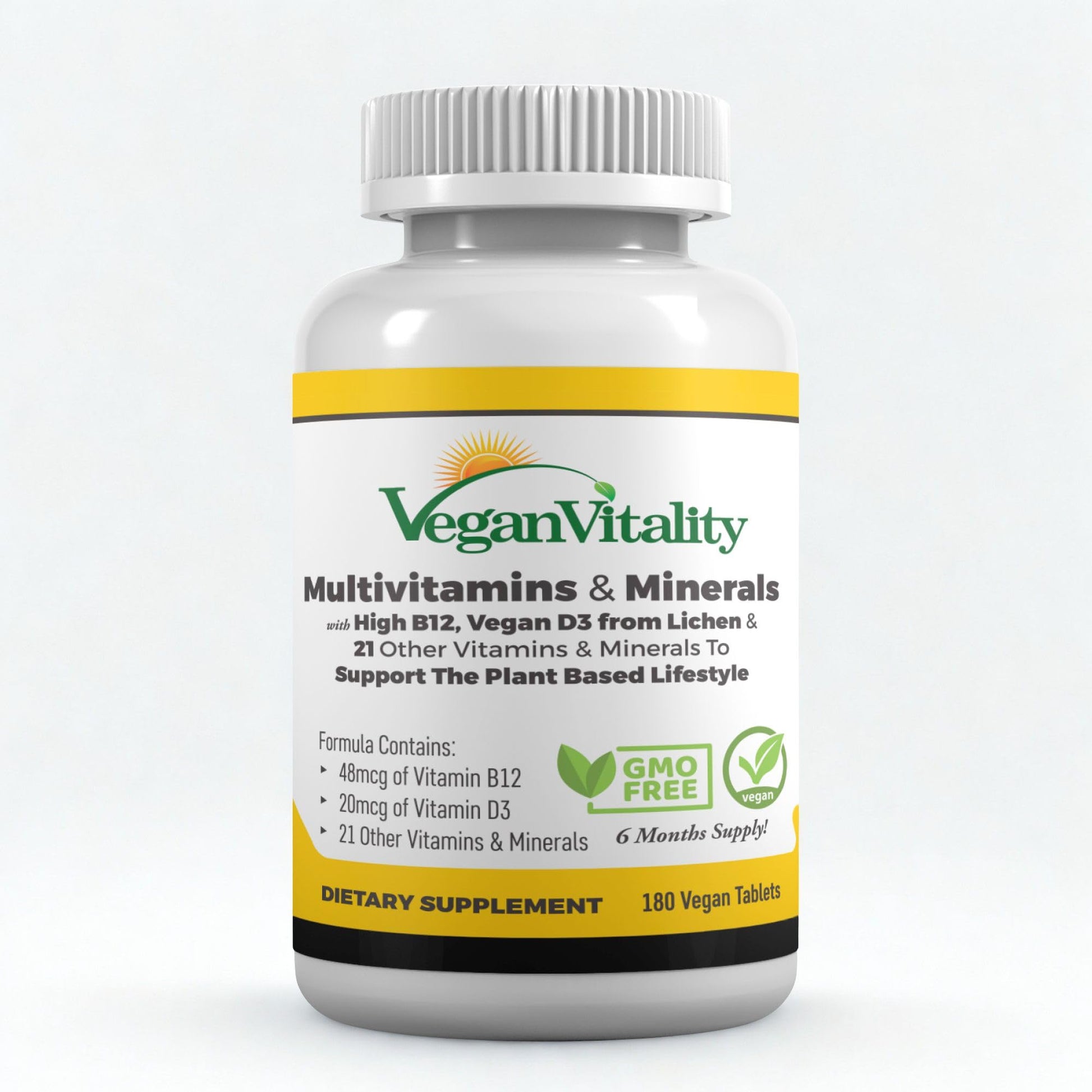 Vegan Vitality Multivitamins & Minerals for Women and Men with High Strength Vitamin B12, D3 & K2. 180 Vegan Multivitamin Tablets - 6 Months Supply Vegan Vitality buy supplements canada