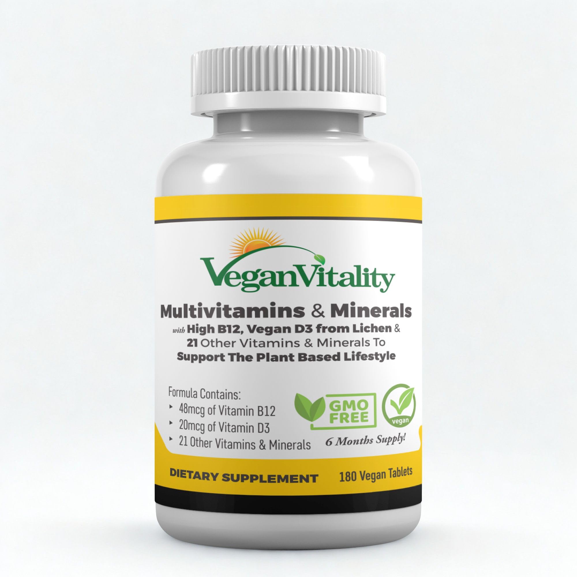 Vegan Vitality Multivitamins & Minerals for Women and Men with High Strength Vitamin B12, D3 & K2. 180 Vegan Multivitamin Tablets - 6 Months Supply Vegan Vitality buy supplements canada