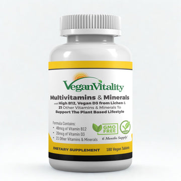 Vegan Vitality Multivitamins & Minerals for Women and Men with High Strength Vitamin B12, D3 & K2. 180 Vegan Multivitamin Tablets - 6 Months Supply Vegan Vitality buy supplements canada
