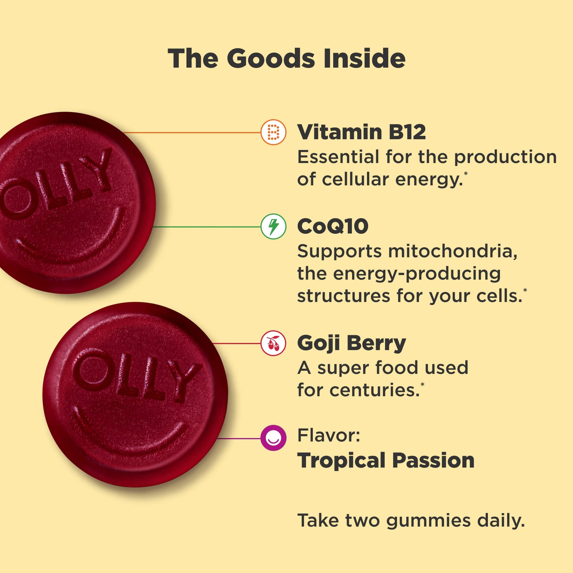 OLLY Daily Energy Gummy, Caffeine Free, Vitamin B12, CoQ10, Goji Berry, Adult Chewable Supplement & Hello Happy Gummy Worms, Mood Balance Support, Vitamin D, Saffron, Adult Chewable Supplement OLLY buy supplements canada