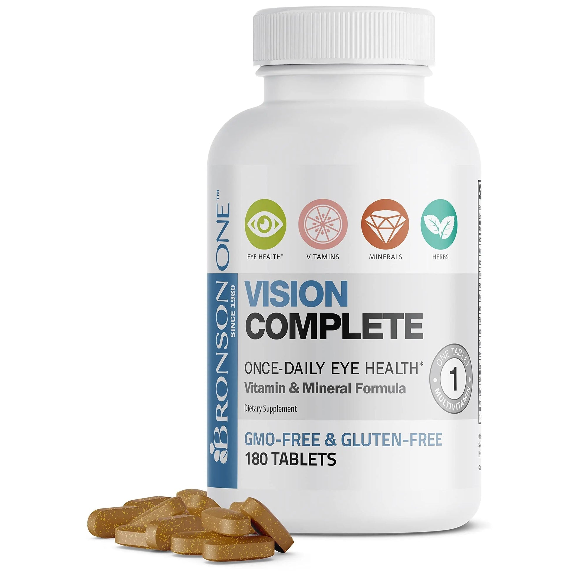 Bronson ONE Daily Vision Complete Eye Health Support Multivitamin Multimineral Supplement Formula, 180 Tablets Bronson buy supplements canada