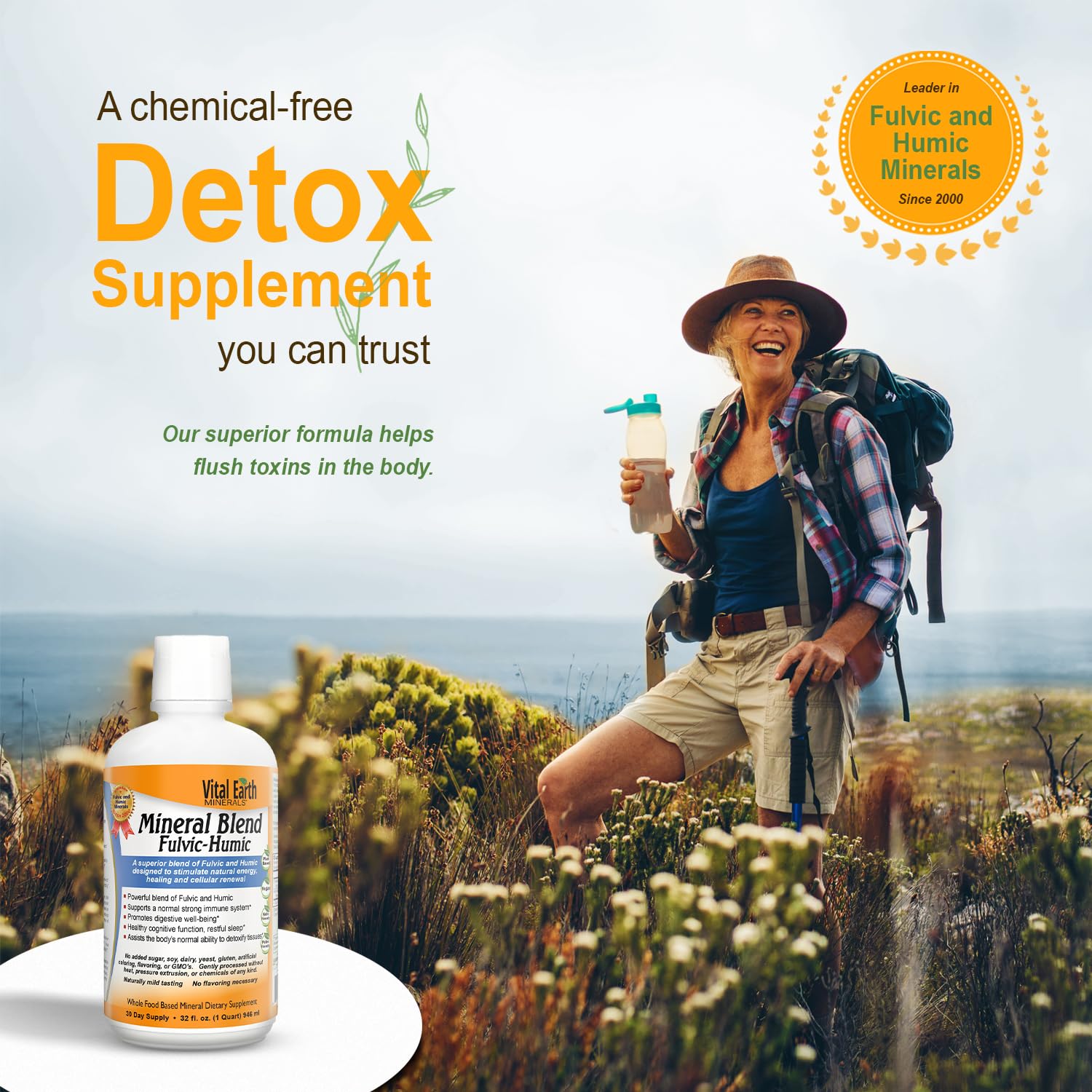Vital Earth Minerals Detox and Wellness Support – Fulvic Humic Mineral Blend with 70+ Trace Minerals + Super Multi, Liquid Multivitamins, MTHFR Enhancement, 32 OZ Ea Vital Earth Minerals buy supplements canada