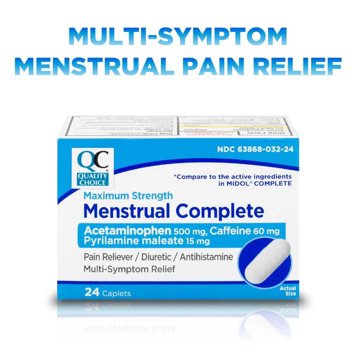 Quality Choice Menstrual Complete Max Strength Period Pain Relief, 500 mg of Acetaminophen, 60mg of Caffeine, 15mg of Pyrilamine Maleate, Cramps, Bloating, Headache. 24 Count. Quality Choice buy supplements canada
