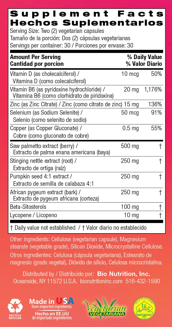 Bio Nutrition Prostate Wellness with Pumpkin Seed Extract 60 Capsules Bio Nutrition buy supplements canada
