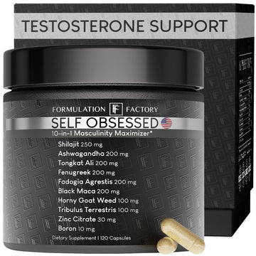 Self Obsessed Masculine Vitality & Testosterone Support - 10-in-1 Complex with Shilajit, Tongkat Ali, & Fadogia Agrestis - 120 Capsules, 2 Month Supply (120 Count (Pack of 1), Self Obsessed) Formulation Factory buy supplements canada