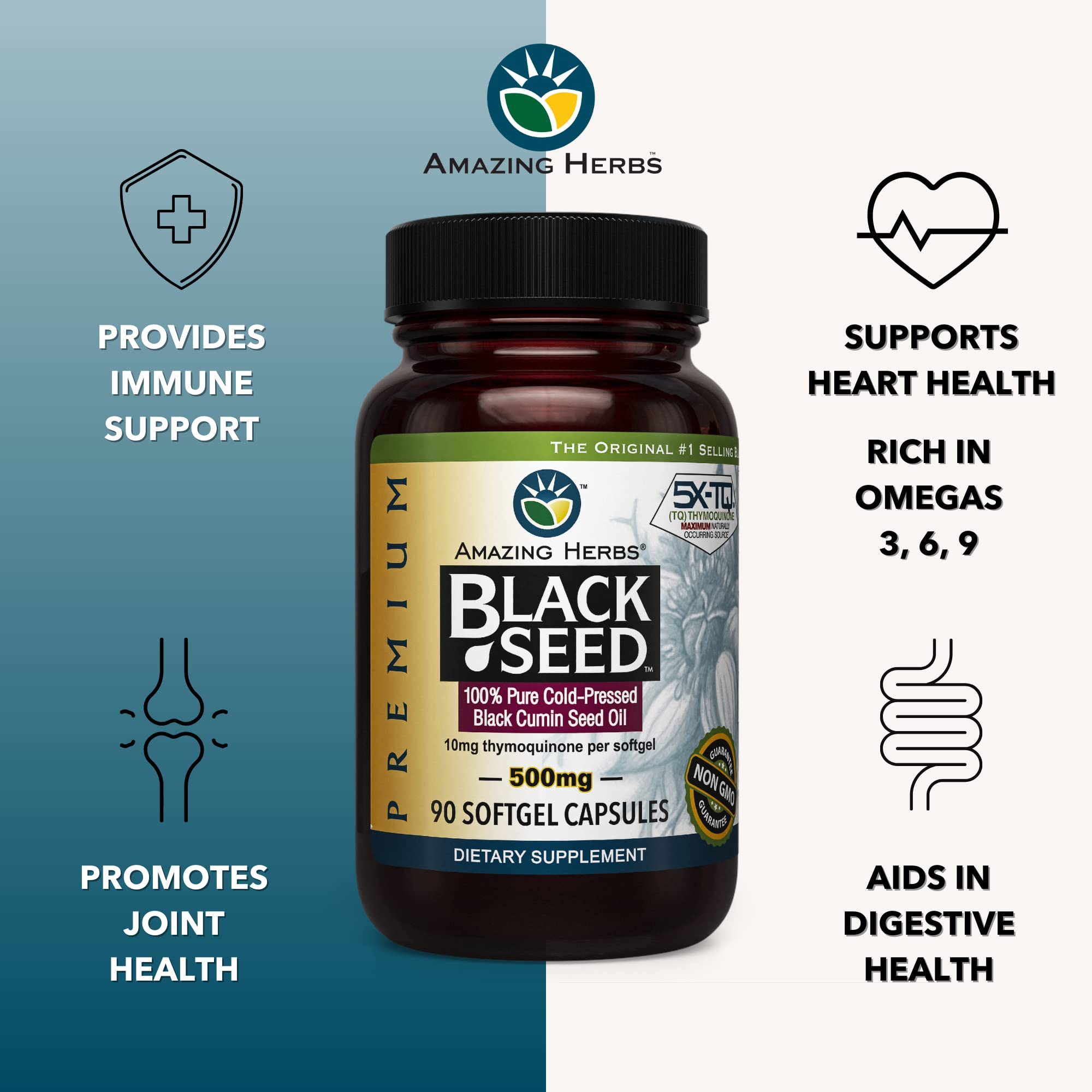 Amazing Herbs Premium Black Seed Oil Capsules - Cold Pressed Nigella Sativa Aids Amazing Herbs buy supplements canada