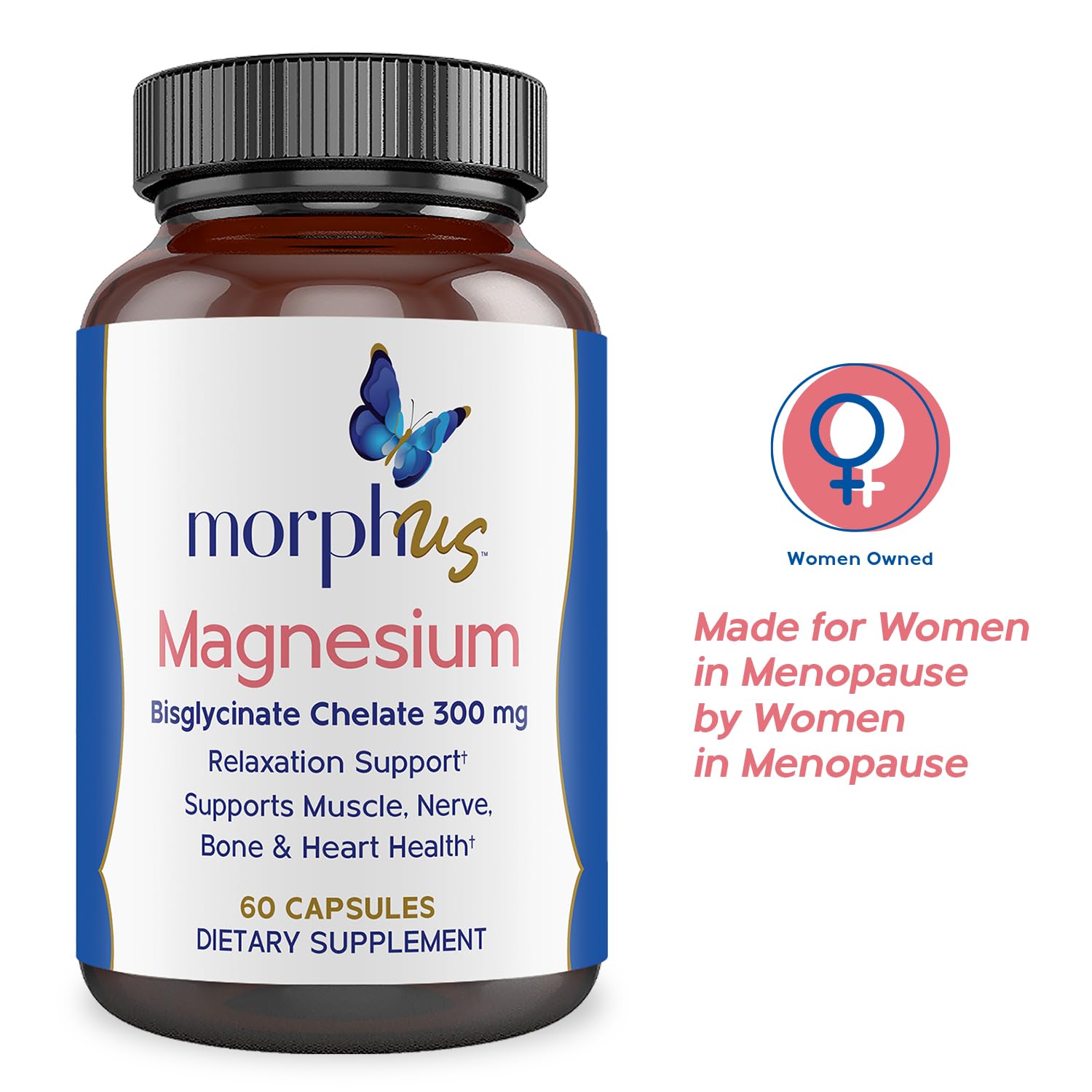 Morphus Magnesium Bisglycinate Chelate 300mg Supplement | 60 Capsules | Helps Women with Perimenopause & Menopause Symptoms | Restful Sleep, De-Stress, Relaxes Muscles & Nerves | Fast Absorption MORPHUS buy supplements canada