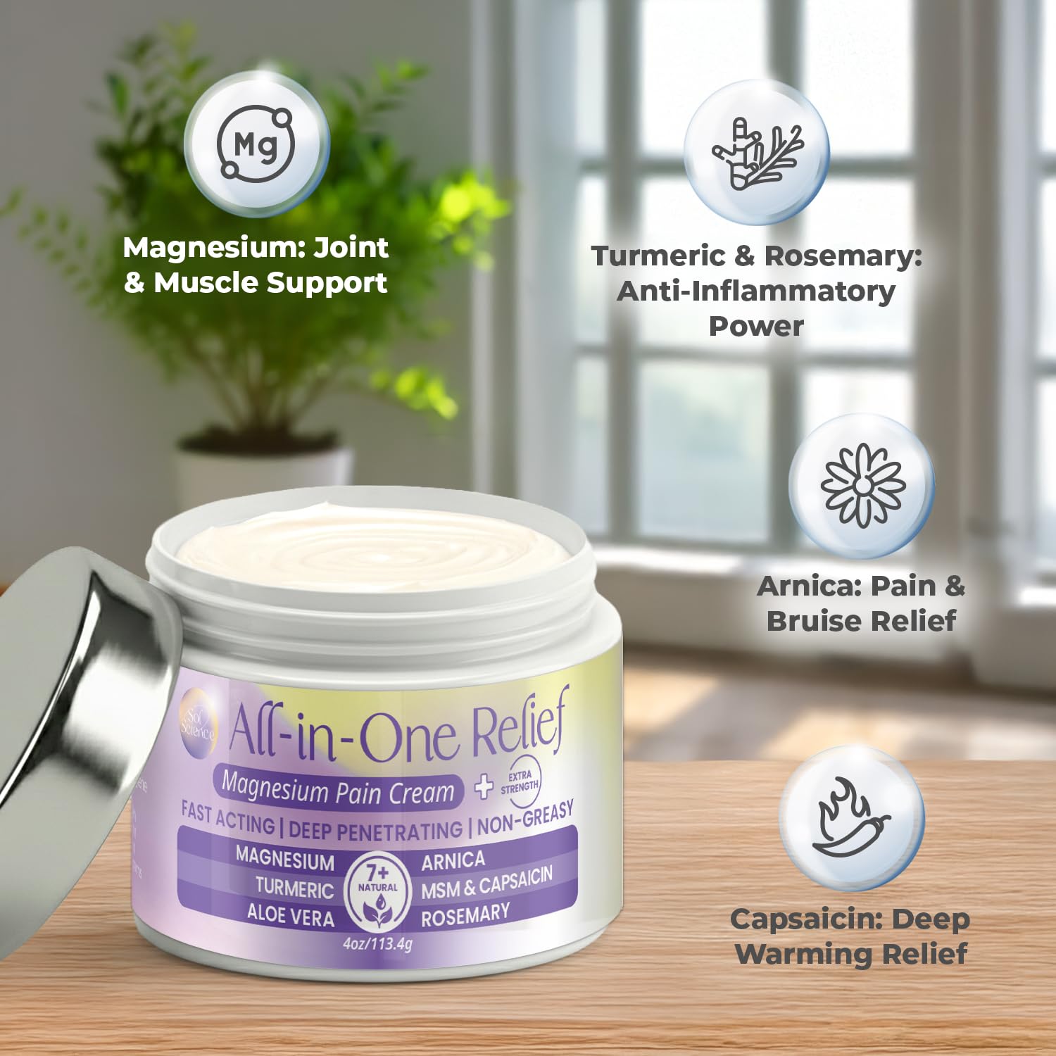 PURPLE CANYON All in One Magnesium Pain Cream – Natural Pain Relief Cream with Arnica, MSM & Capsaicin for Muscle & Joint Support – Fast-Absorbing, Non-Greasy Formula with Aloe Vera & Turmeric PURPLE CANYON buy supplements canada