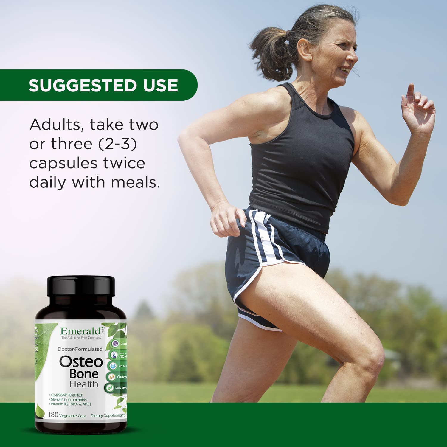 EMERALD LABS Osteo Bone Health - Immune Support & Bone & Joint Supplement with Vitamin D3, K2, Calcium, Magnesium, OptiMSM, Meriva Phytosome & More - 180 Vegetable Capsules EMERALD LABS buy supplements canada