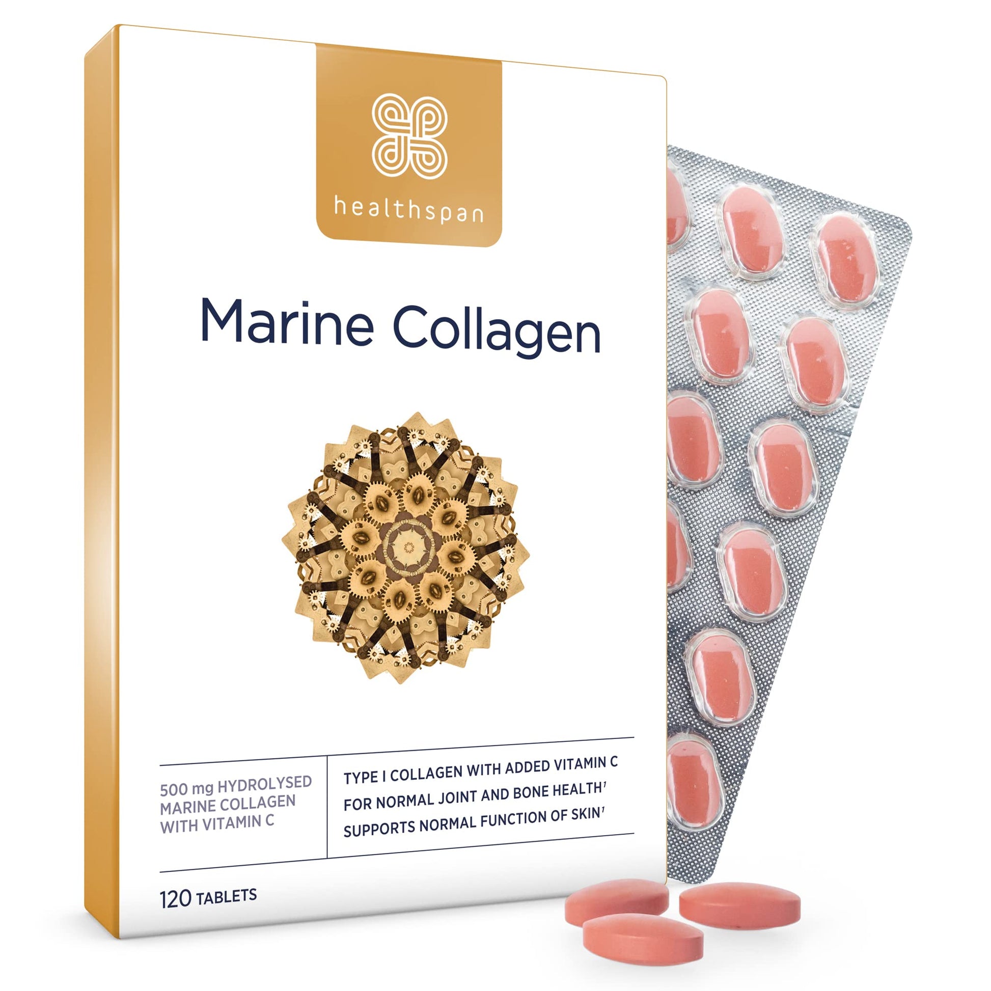 Healthspan Marine Collagen 500mg (120 Tablets) | Hydrolysed Type I Marine Collagen healthspan buy supplements canada