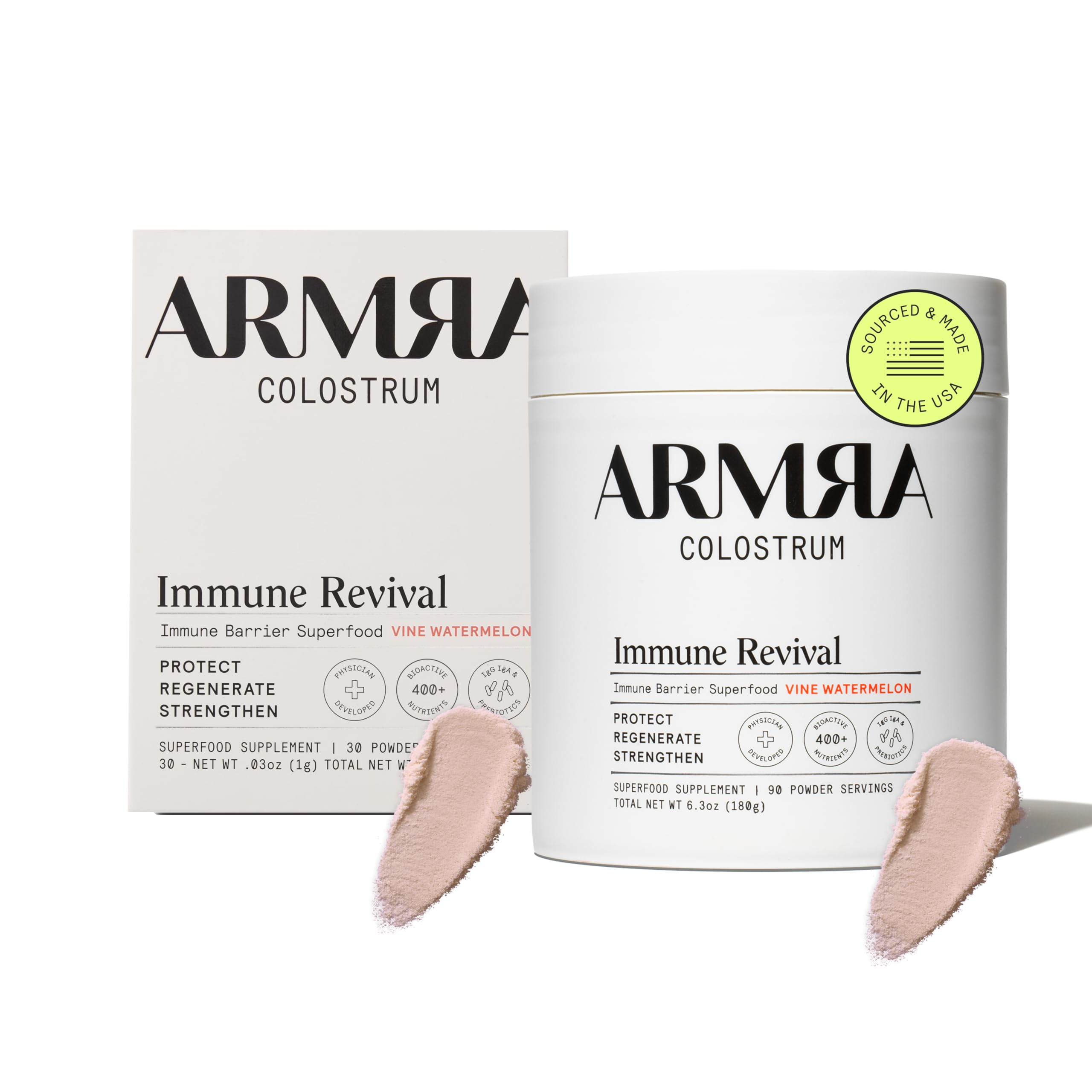 ARMRA Colostrum™ Premium Powder, Grass Fed, Gut Health Bloating Immunity Skin & Hair, Contains 400+ Bioactive Nutrients, Keto, Gluten & Fat Free (Vine Watermelon Bundle | 120 Servings) ARMRA buy supplements canada