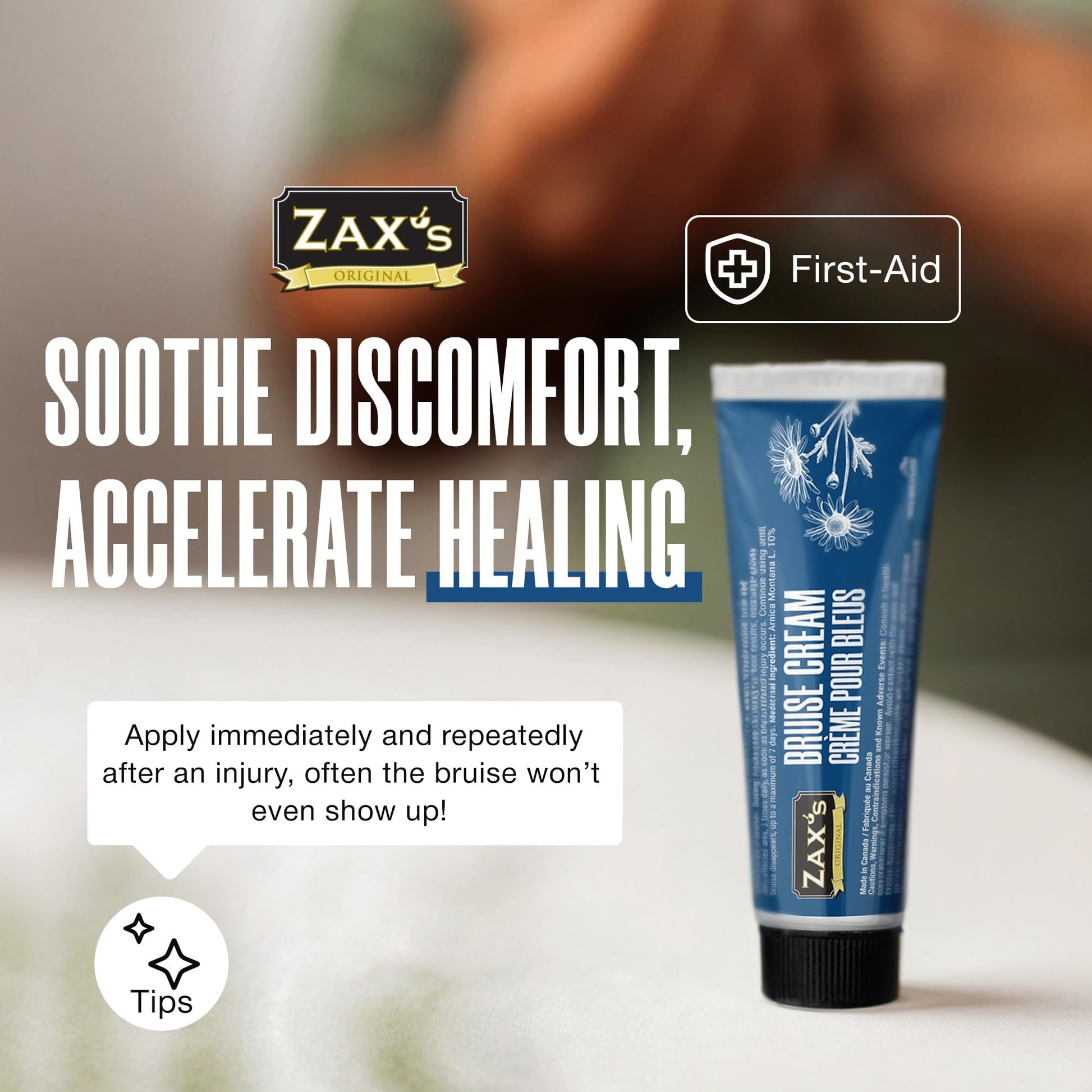 ZAX'S ORIGINAL Bruise Cream - Arnica and Witch Hazel Blend, Gentle on Skin, Plant-Based Ingredients for Skin Care - 28g ZAX'S ORIGINAL buy supplements canada